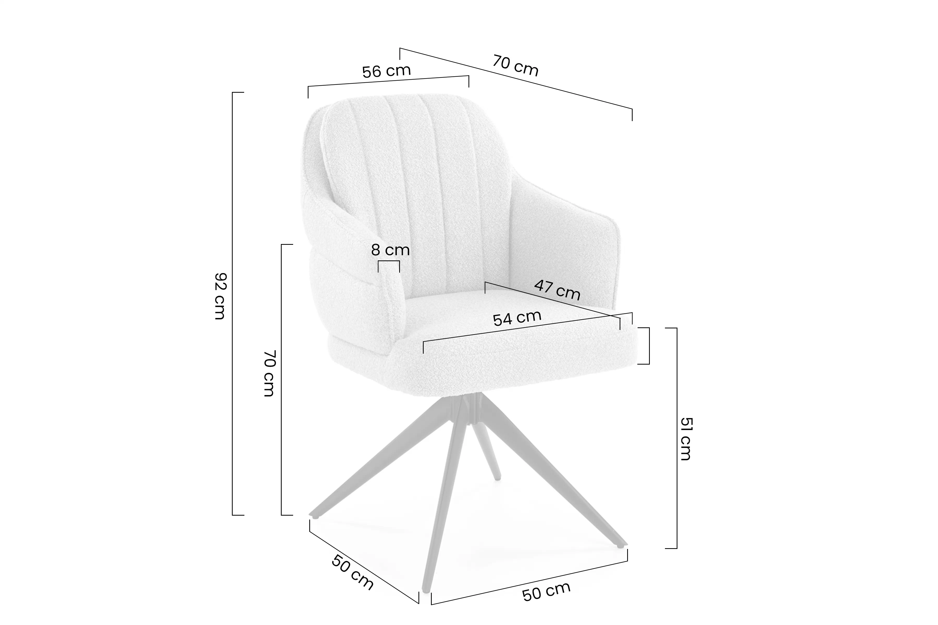 Stolička čalúnená Embla otočna - bezowe / čierny nožičky