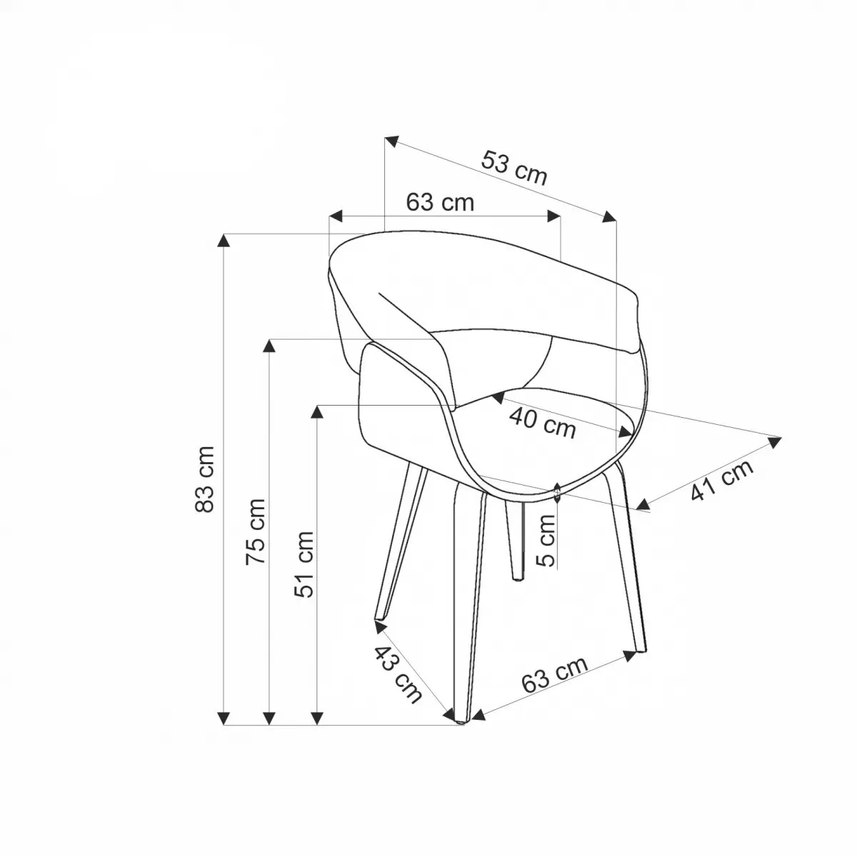 Stolička čalúnená Fioren - béžový šenil Aragon 14 / Orech