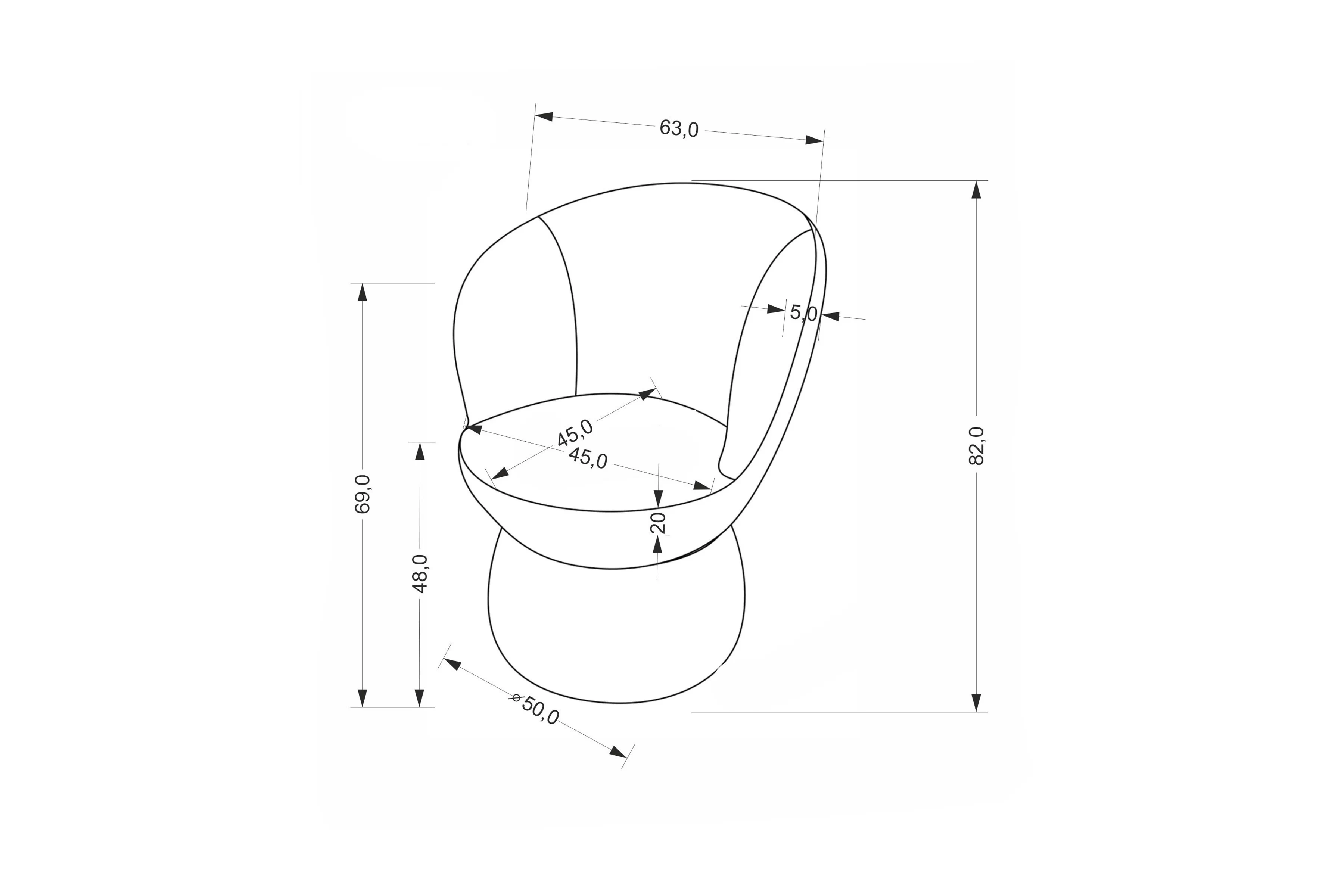 Stolička čalúnená Iverto otočna - šedý