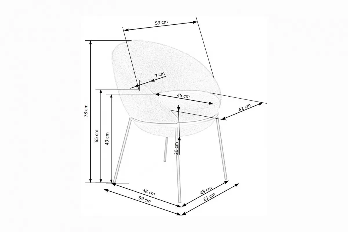 Stolička čalúnená K482 kubelkowe - popol