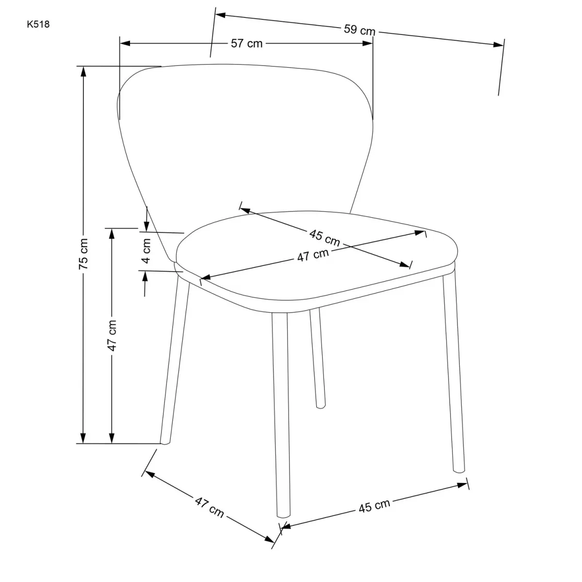 Stolička čalúnená K518 - Krémový