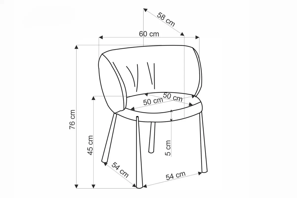 Stolička čalúnená K531 - Popolový zamat Mavel 14 / čierny nožičky