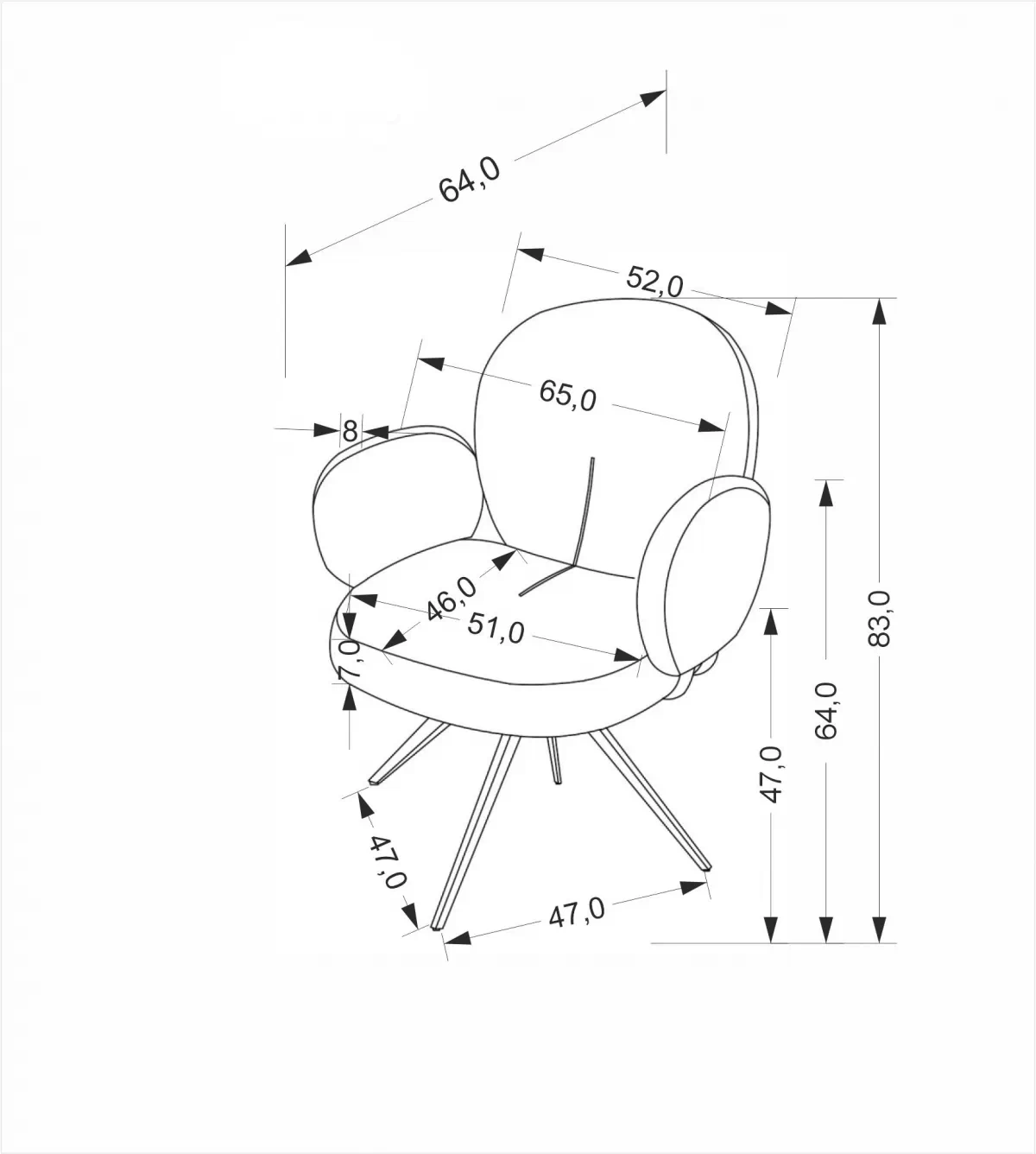 Stolička čalúnená Olton otočna - škoricový