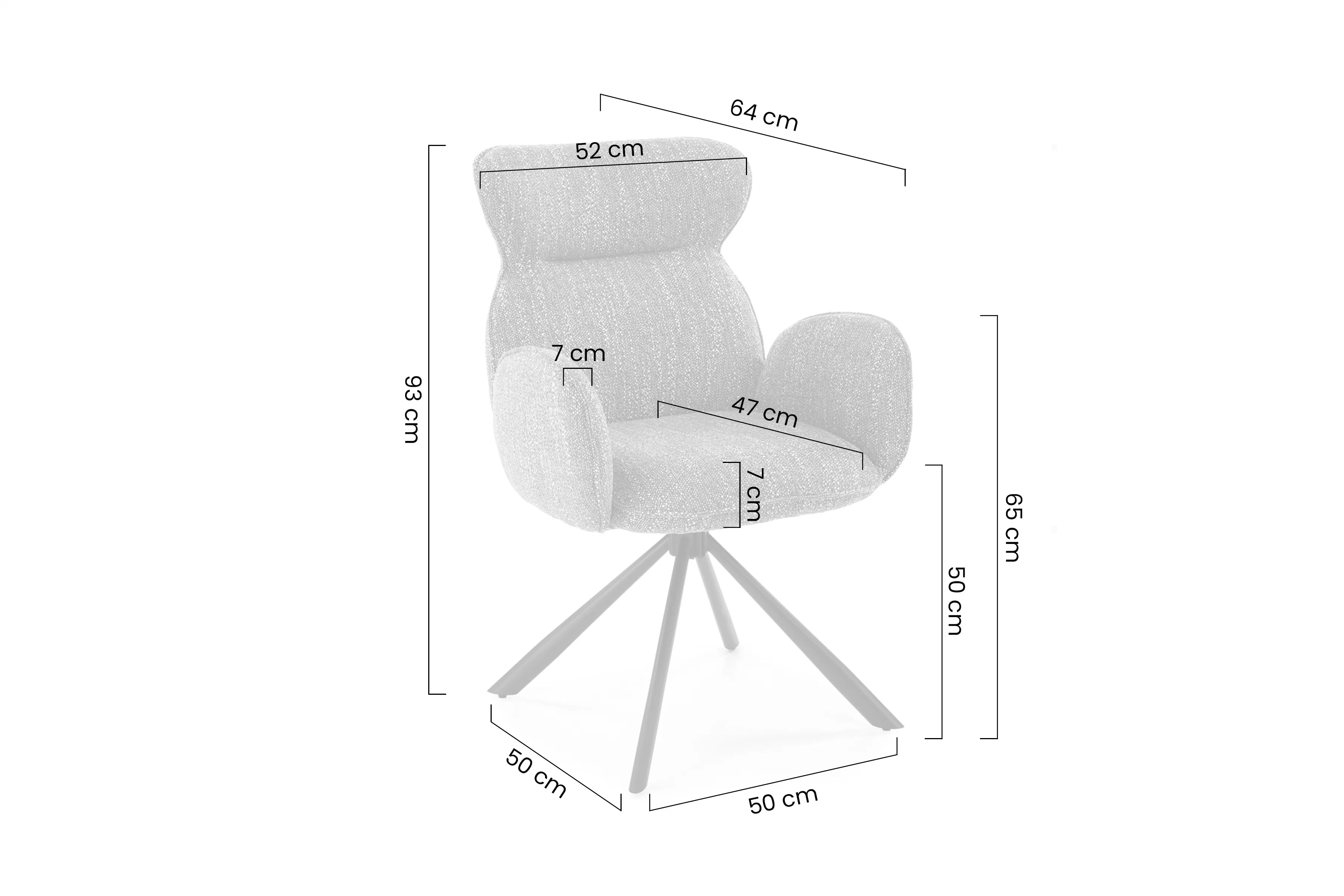 Stolička čalúnená Sofel otočna - popielate / čierny nožičky