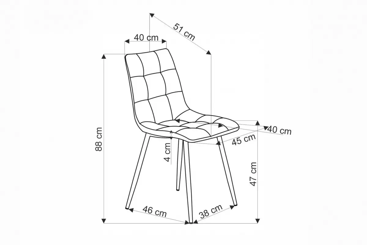Stolička čalúnená Tino - popielat / čierny nožičky