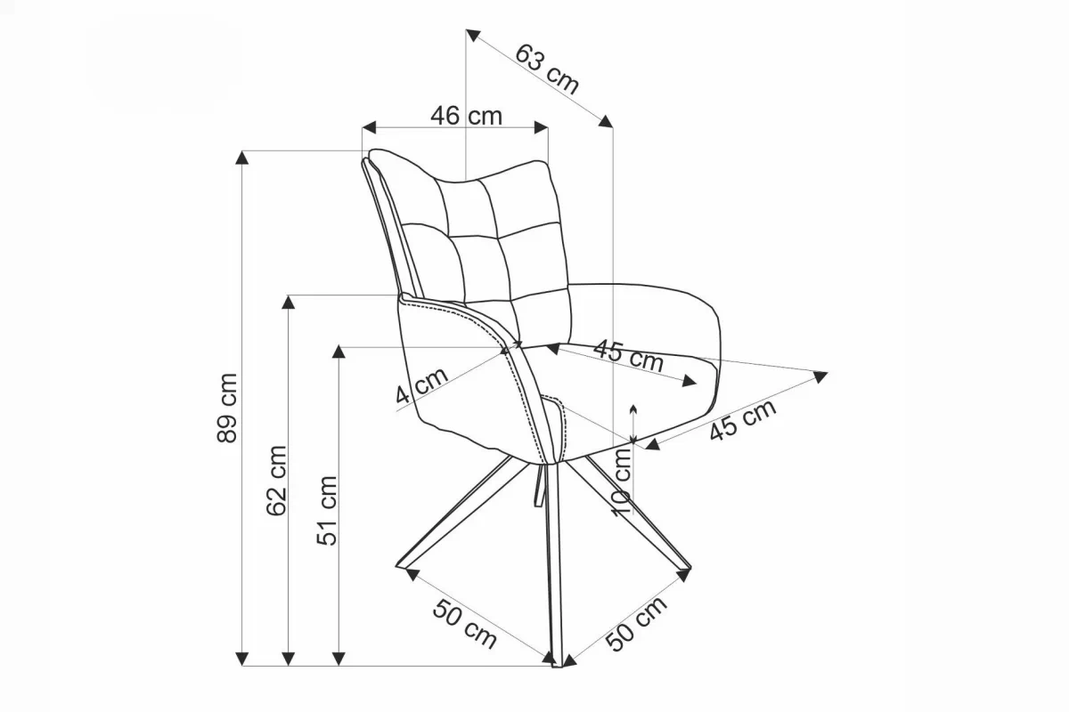 Stolička čalúnená Veska otočna - šenil béžový Haga 30 / čierny nožičky