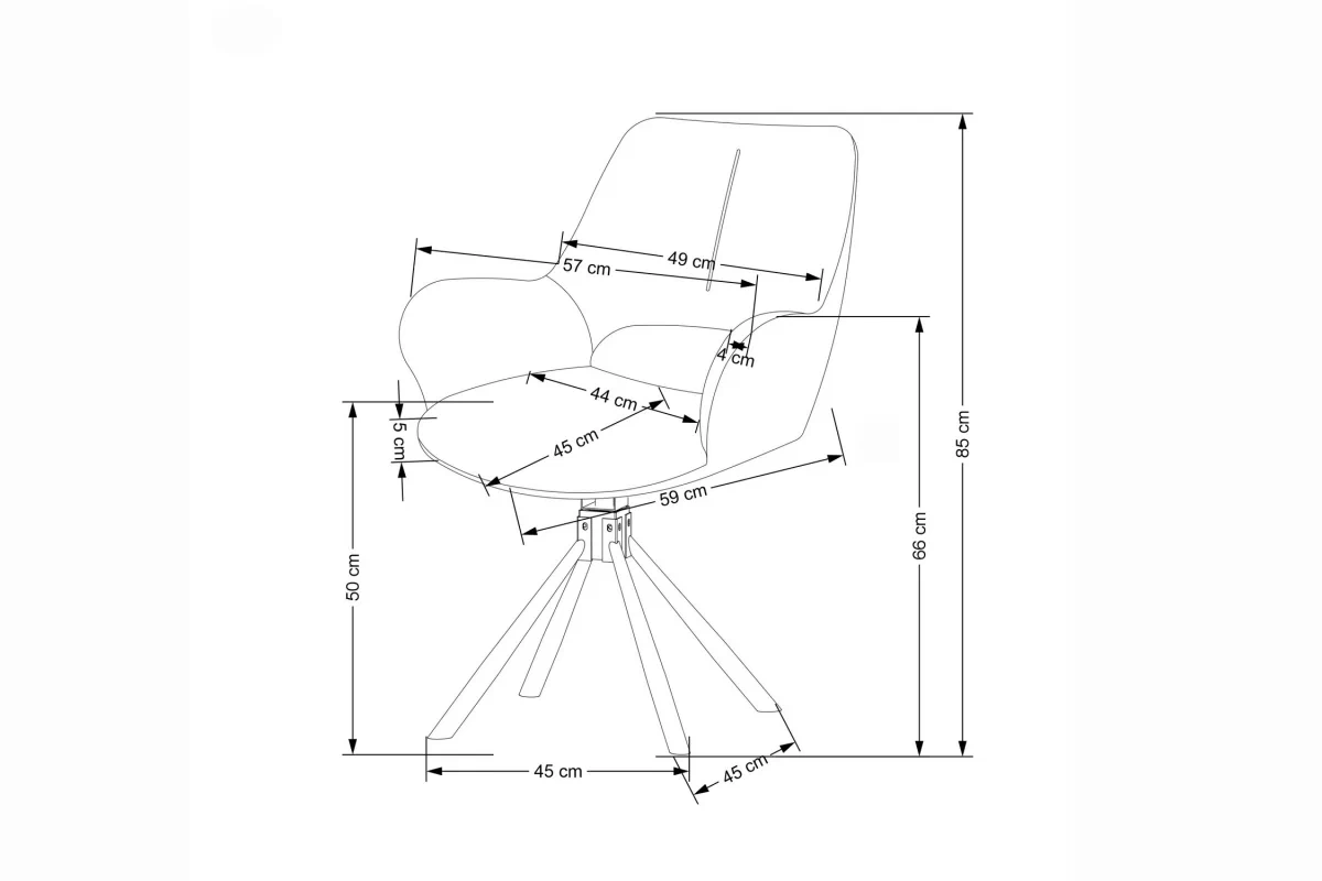Stolička čalúnená z obrotowym siedziskiem K494 - Popolový / Čierny