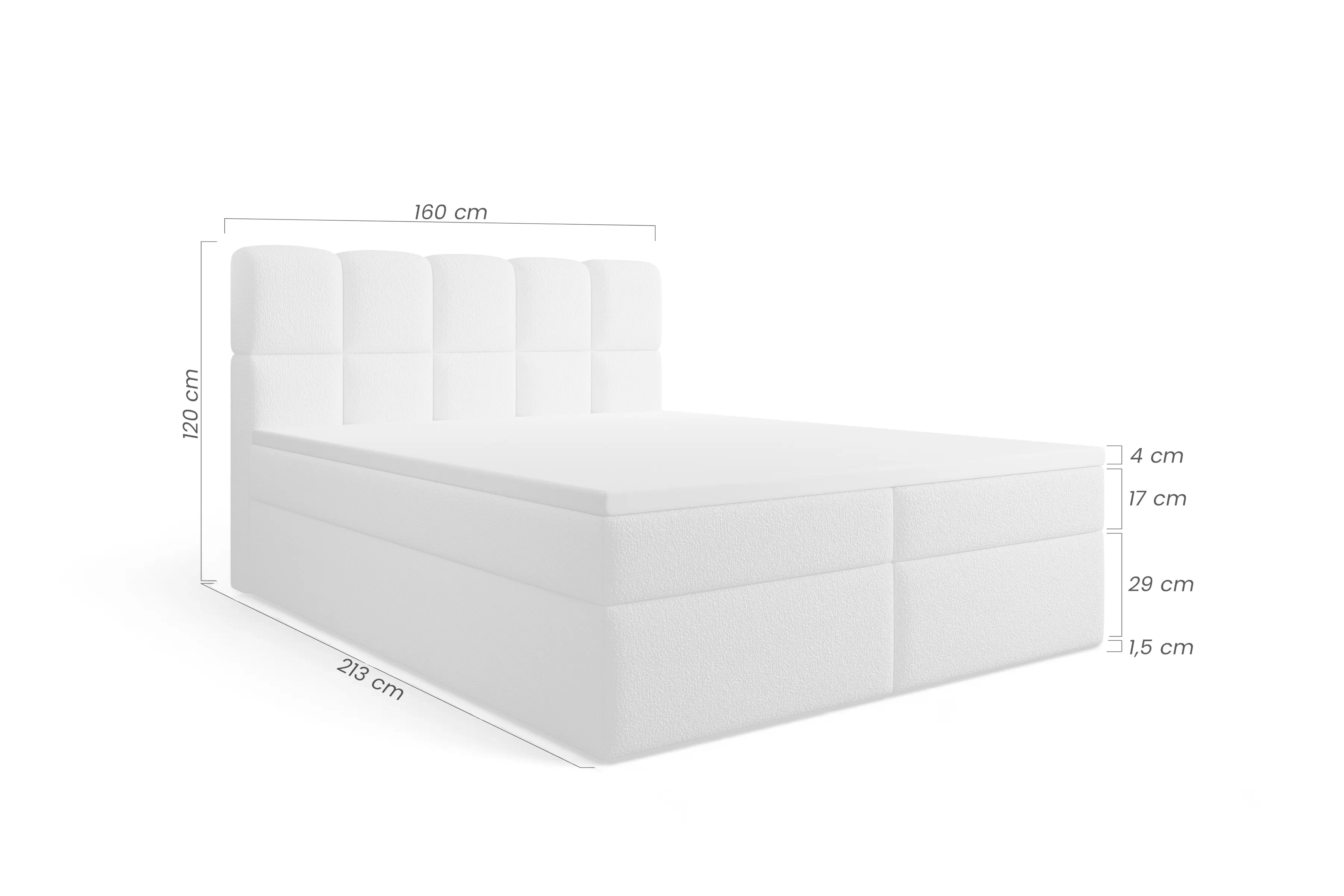 Boxspring posteľ Carello 160x200 s úložným priestorom - svetlý Béžová bukla Quelle 02