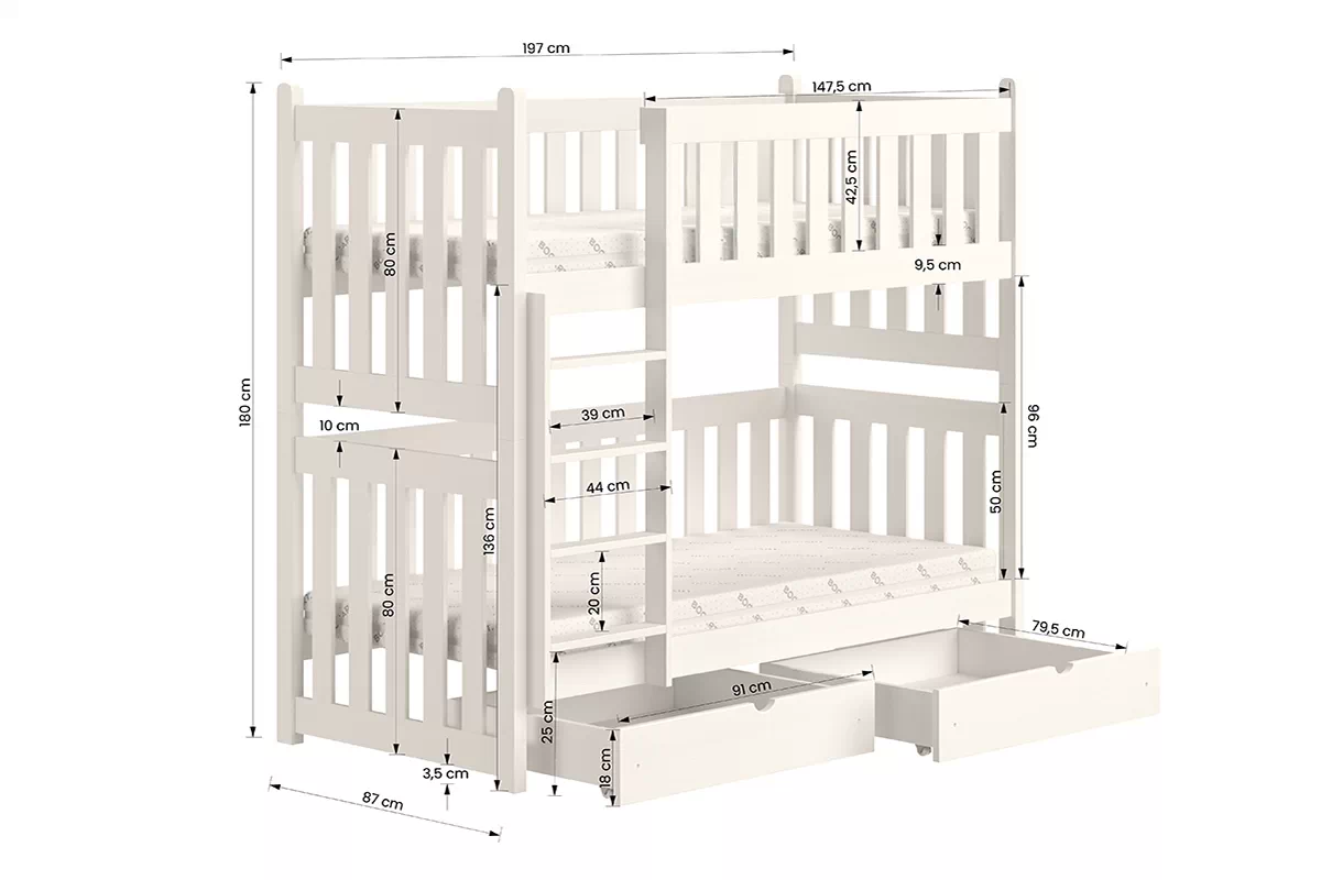 Posteľ poschodová Swen - Čierny / 80x190