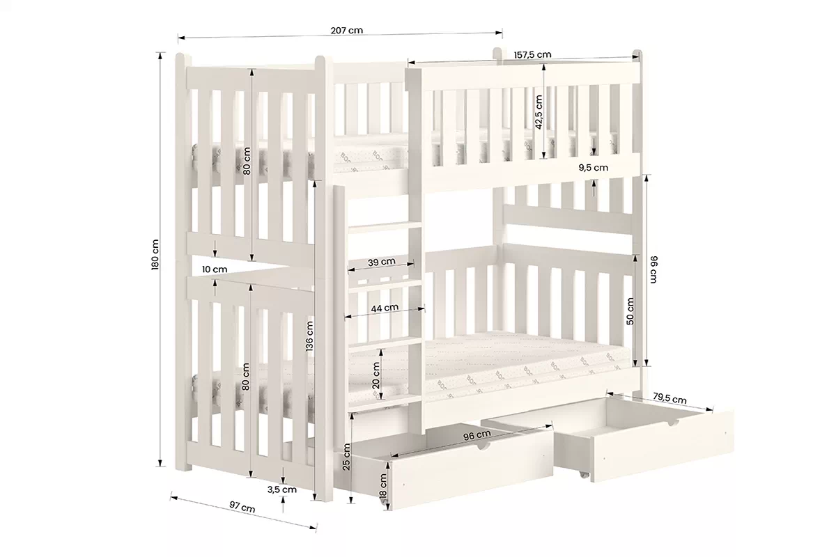 Posteľ poschodová Swen - grafit / 90x200