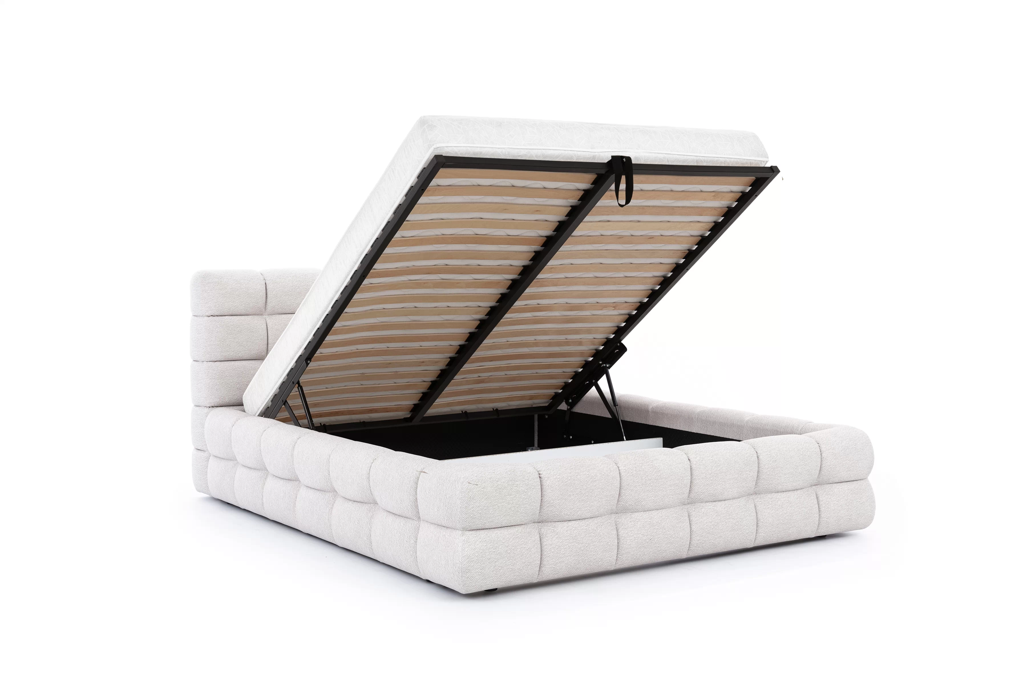 Posteľ do  spálňa  Magnelio Prestige 160x200 S vnútorným úložným priestorom- Béžová látka ľahkočistiaca Leo 03