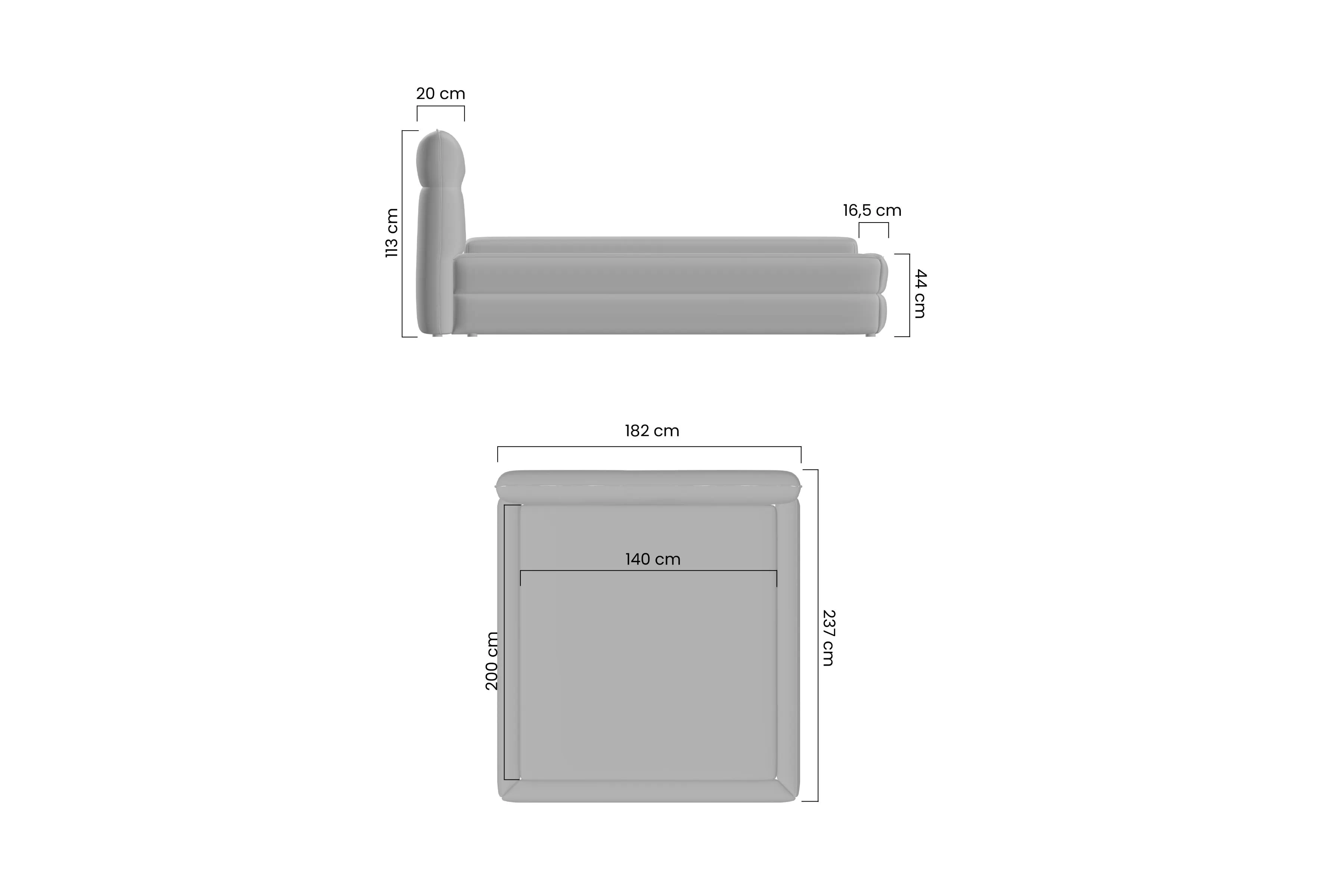 Posteľ čalúnená Tulia I 140x200 S vnútorným úložným priestorom