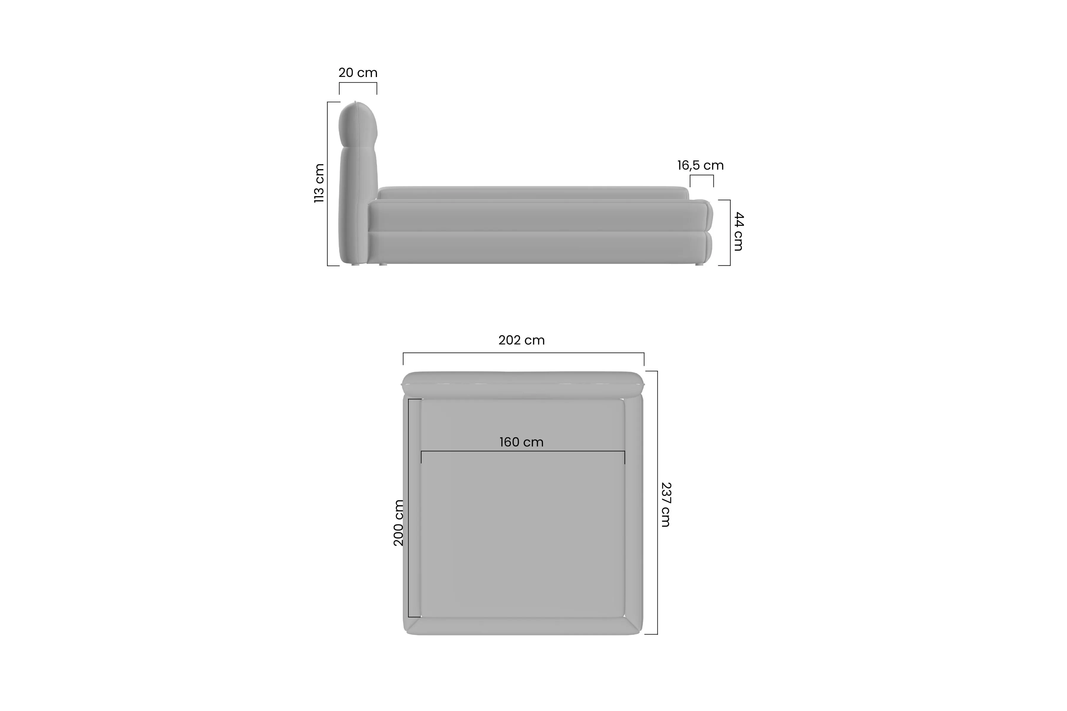 Posteľ čalúnená Tulia I 160x200 S vnútorným úložným priestorom