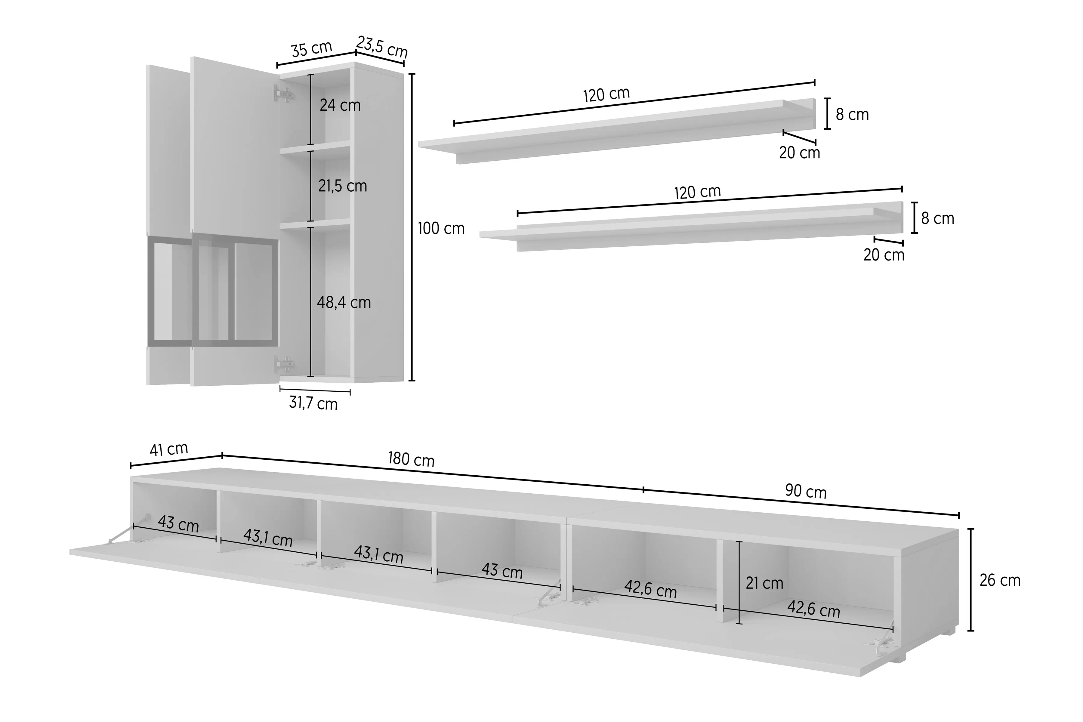 Obývacia stena do obývacej izby Baros 10 - tmavý beton / schiefer