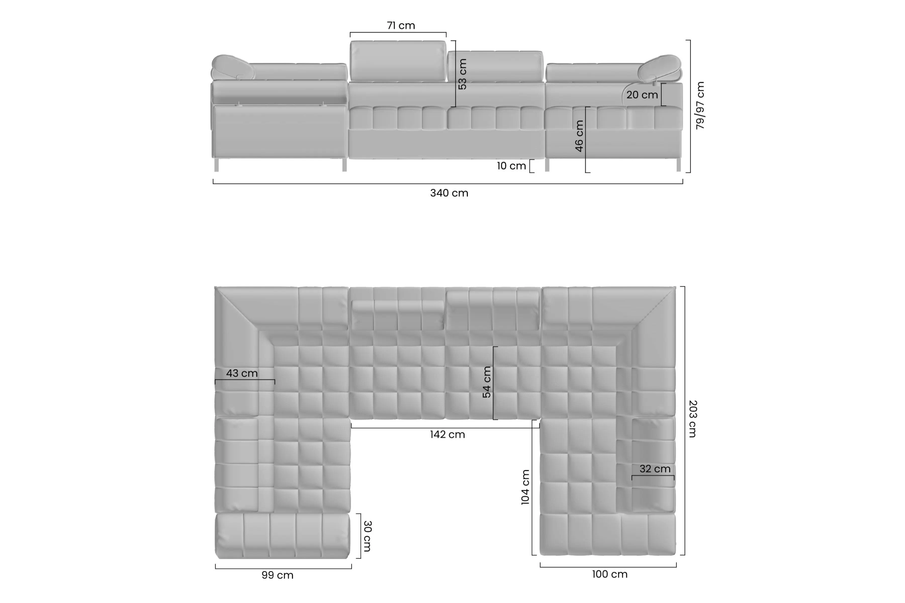 Rohová sedacia súprava Tyrion U s funkciou spánku