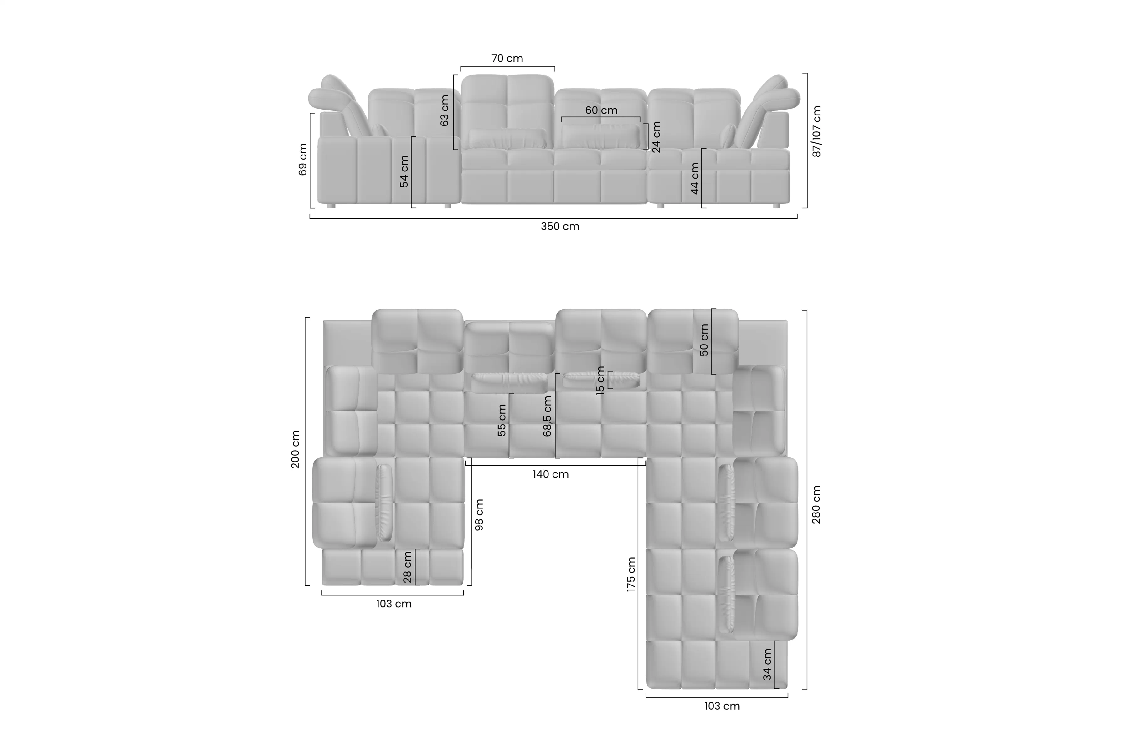 Rohová sedacia súprava s elektricky výsuvným sedákem i i funkcja spania Magnelio U