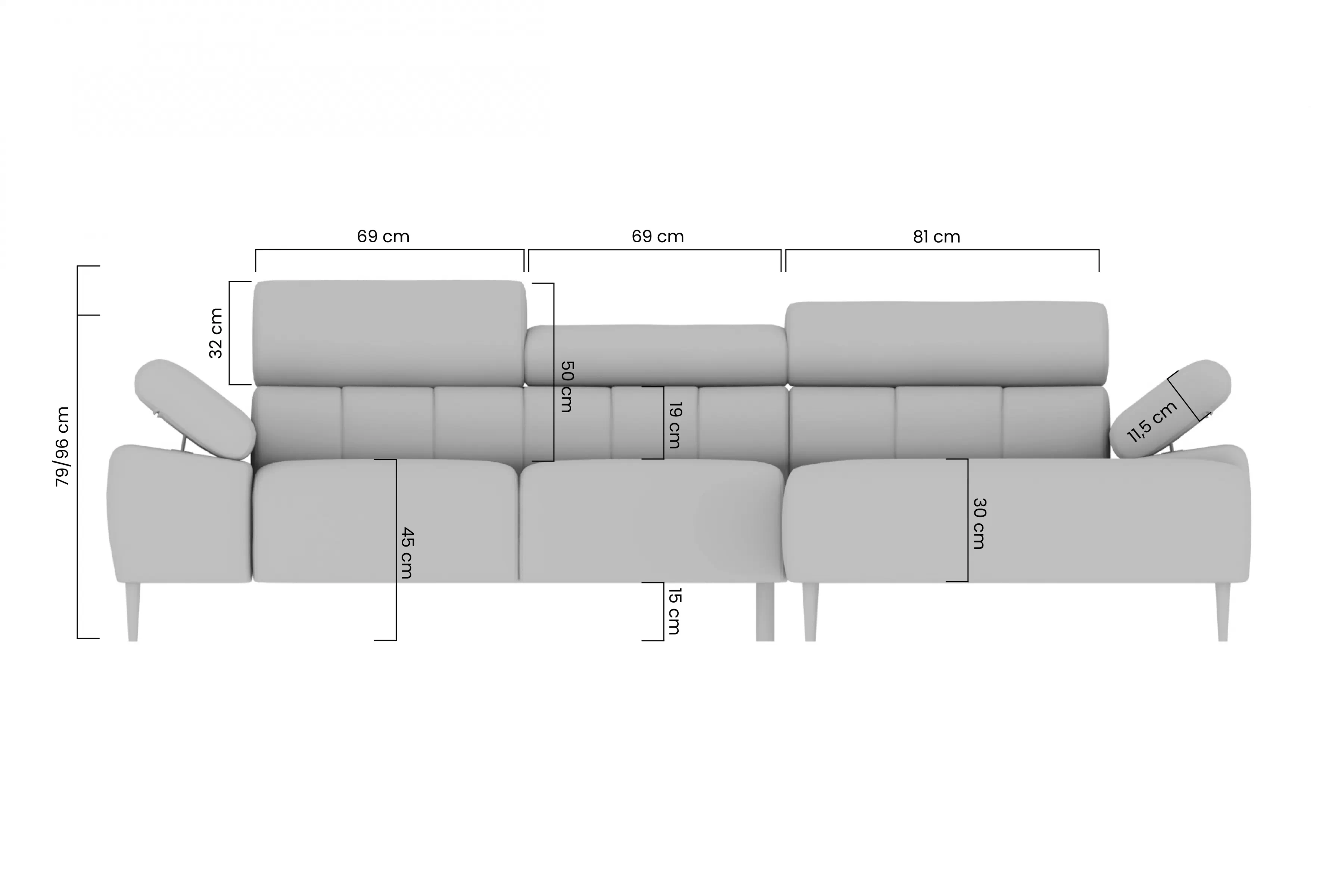 Rohová sedacia súprava s elektricky výsuvným sedákem Taloria Mini
