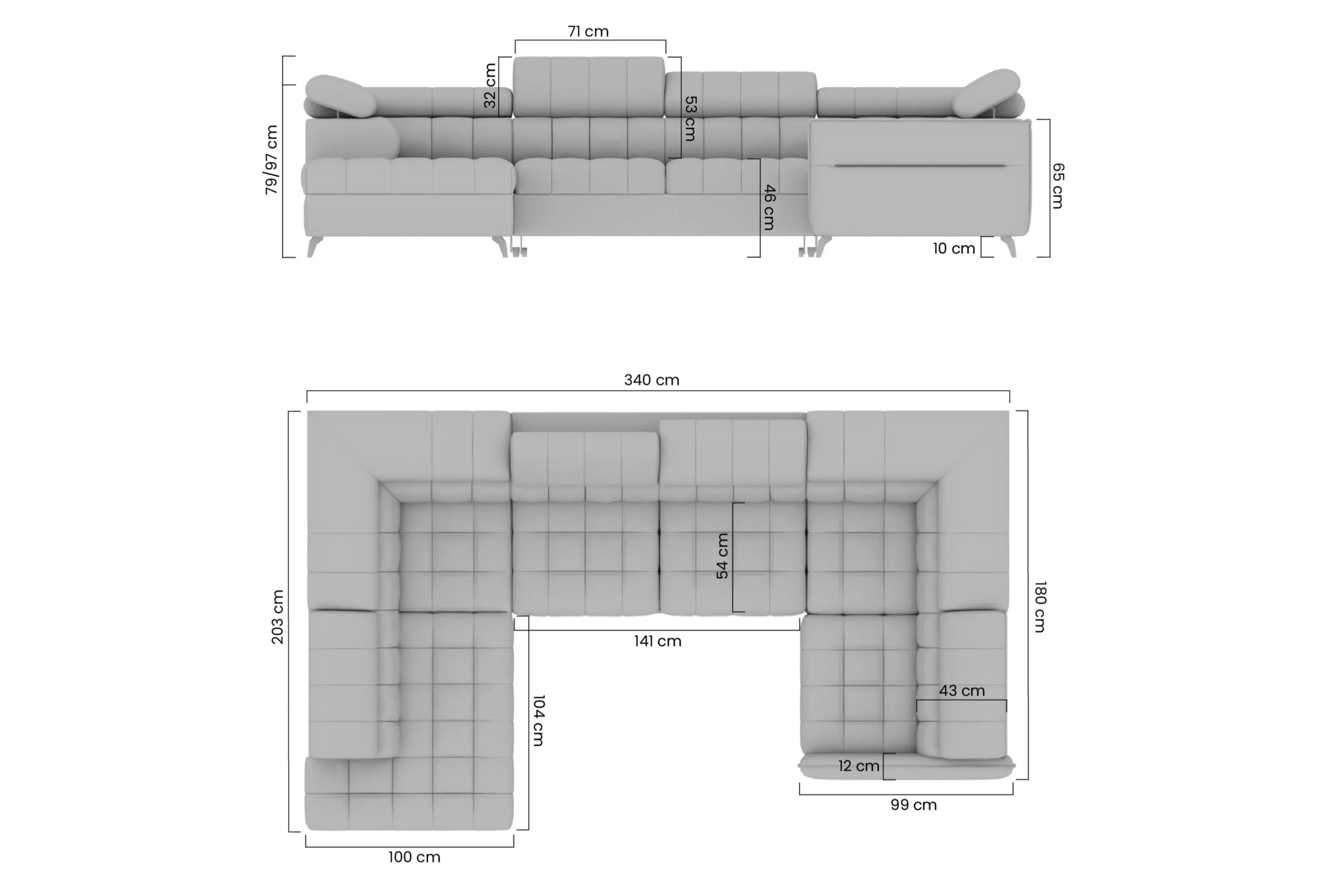 Rohová sedacia súprava s funkciou spánku Elarias U