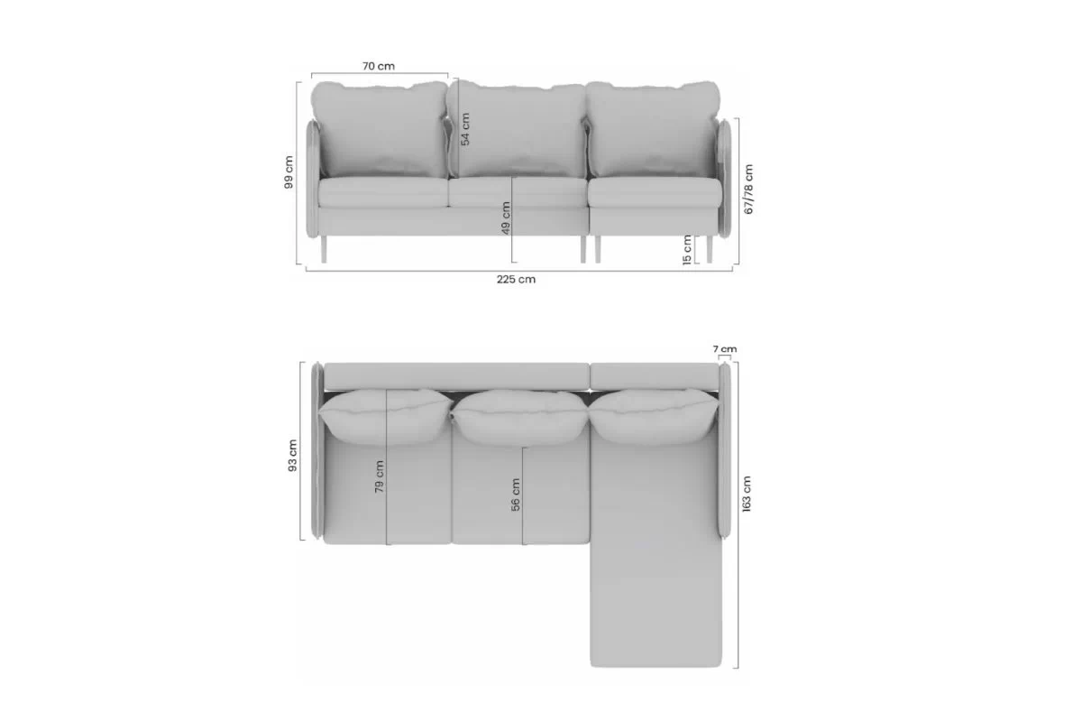 Rohová sedacia súprava s funkciou spánku Taila Mini pravá strana - šedá plecionka Loft 19 / čierny nožičky