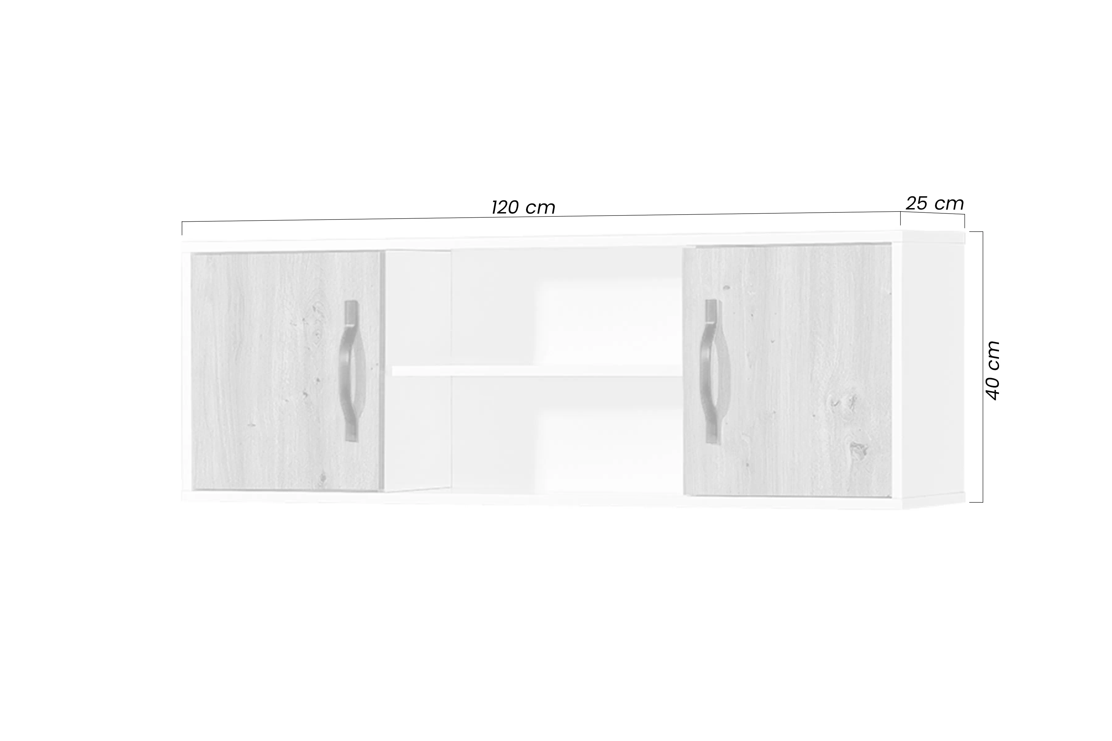 Polica závesná Lomaro 120 cm z szafkami - Biely / Úchytka Čierny 