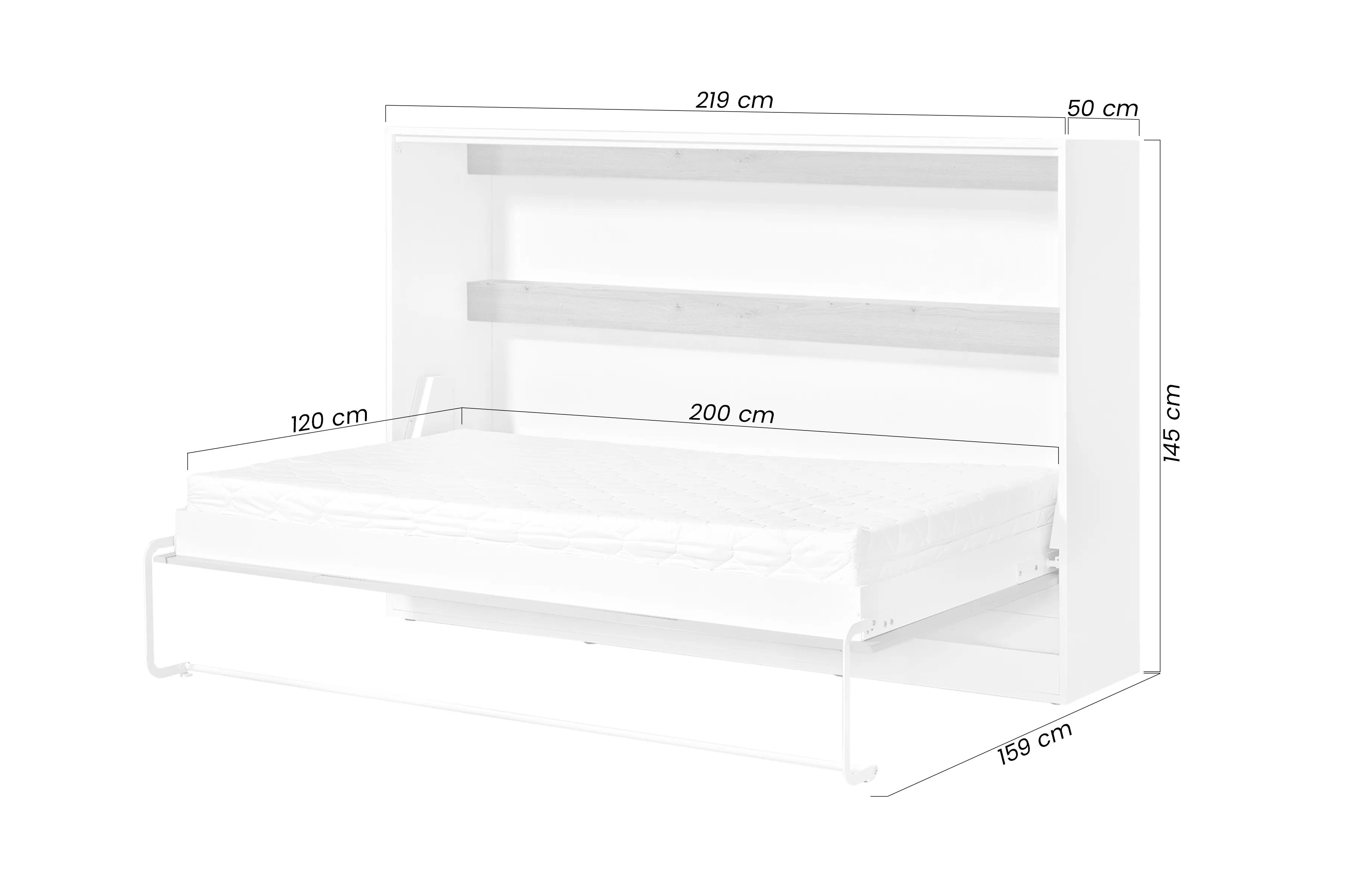 Polkotapczan horizontálny Lomaro 120x200 - Biely / Úchytka Čierny