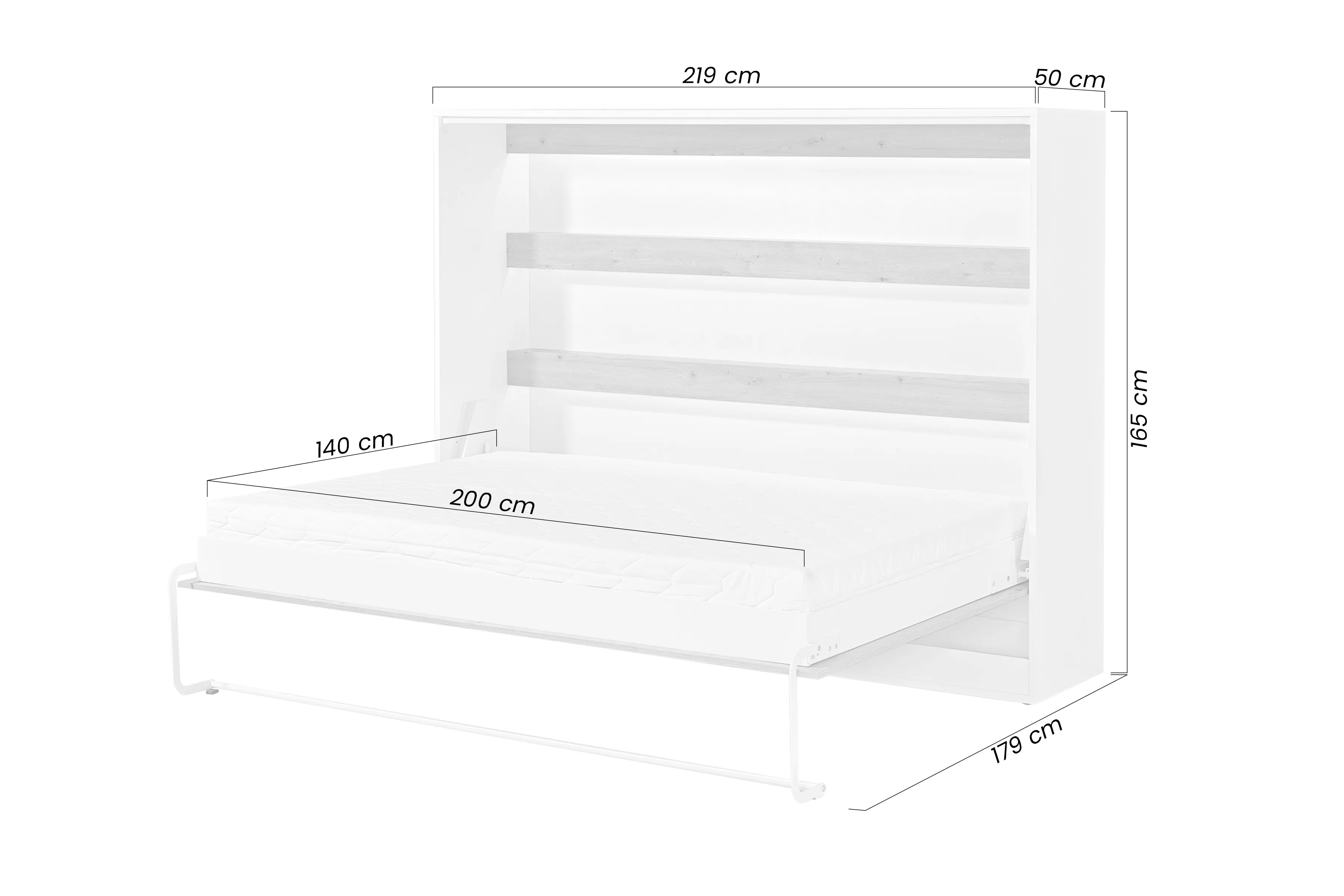 Polkotapczan horizontálny Lomaro 140x200 - Biely / Úchytka Čierny 