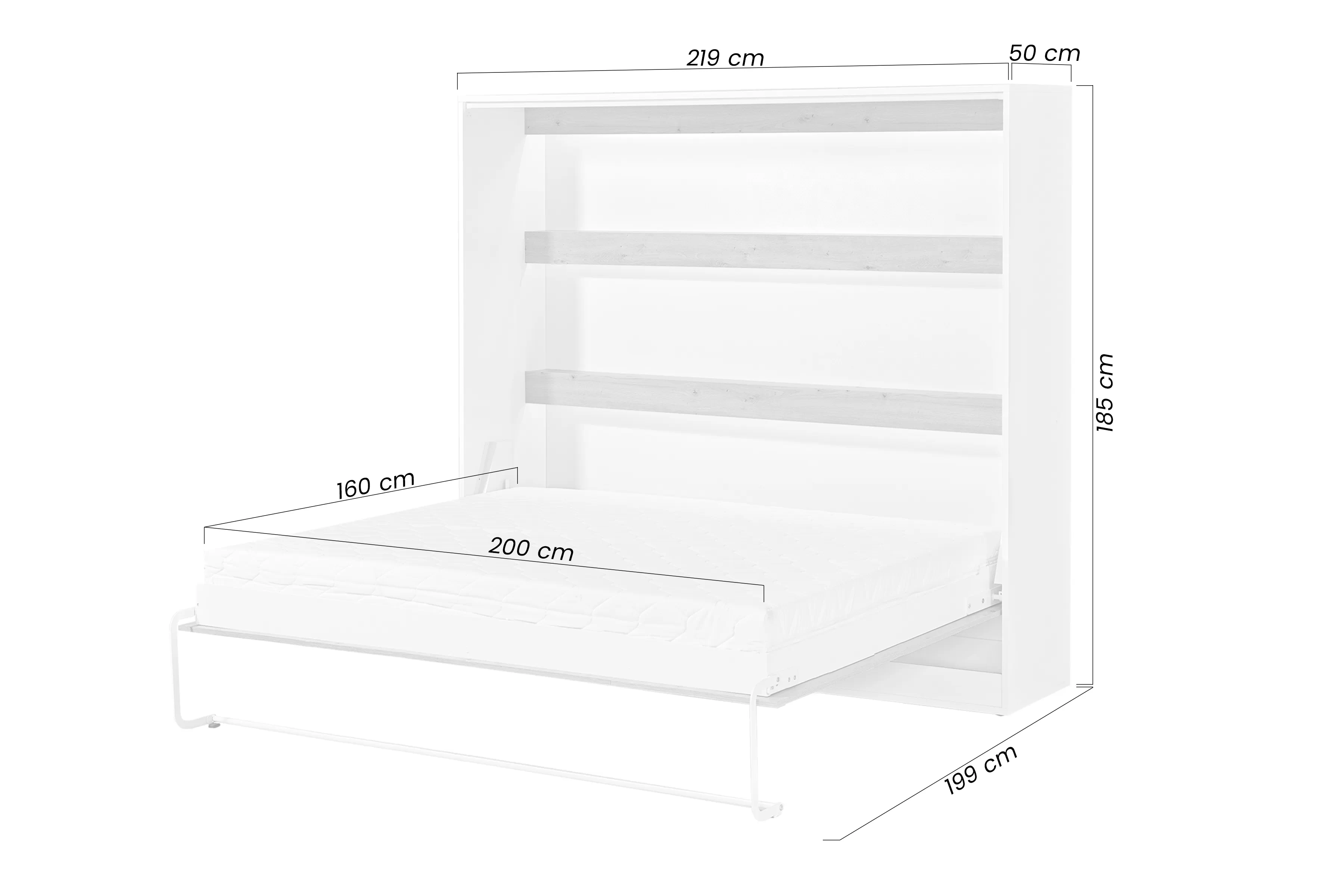 Polkotapczan horizontálny Lomaro 160x200 - Biely / Úchytka Čierny 