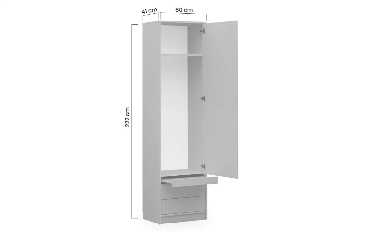 Regál Basic 60 cm so zásuvkami do polkotapczanu - Čierny / Dub lancelot