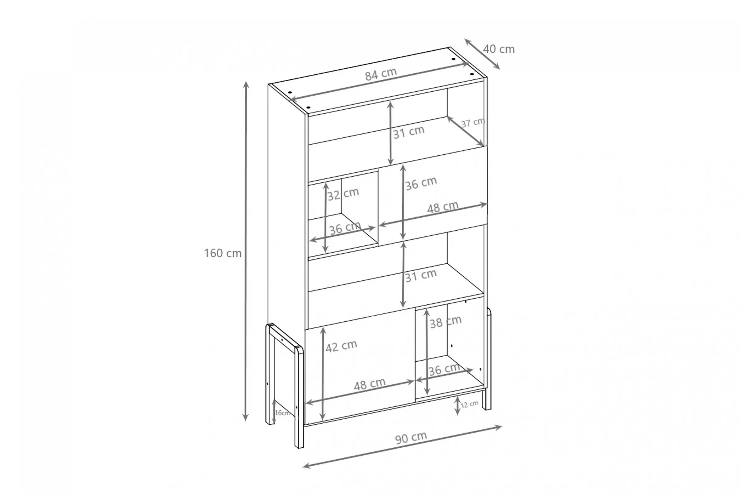 Regál Detský Silia 90 cm - Biela alpejska / Dub