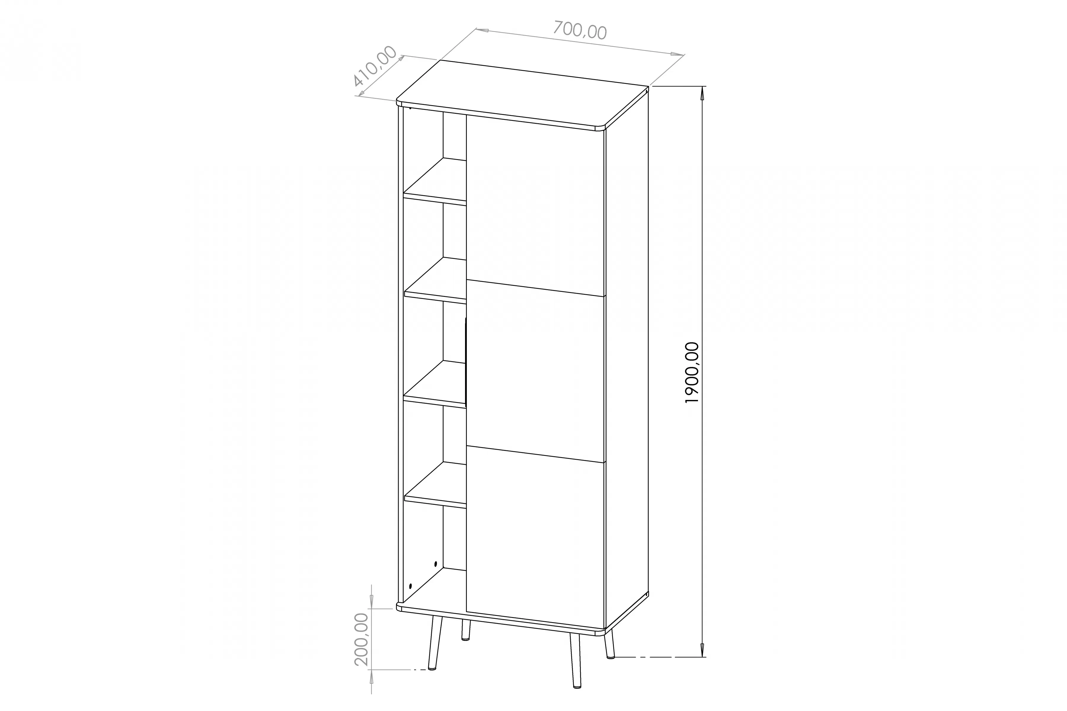 Regál Eterio 70 cm - captains deck / Čierny grafit