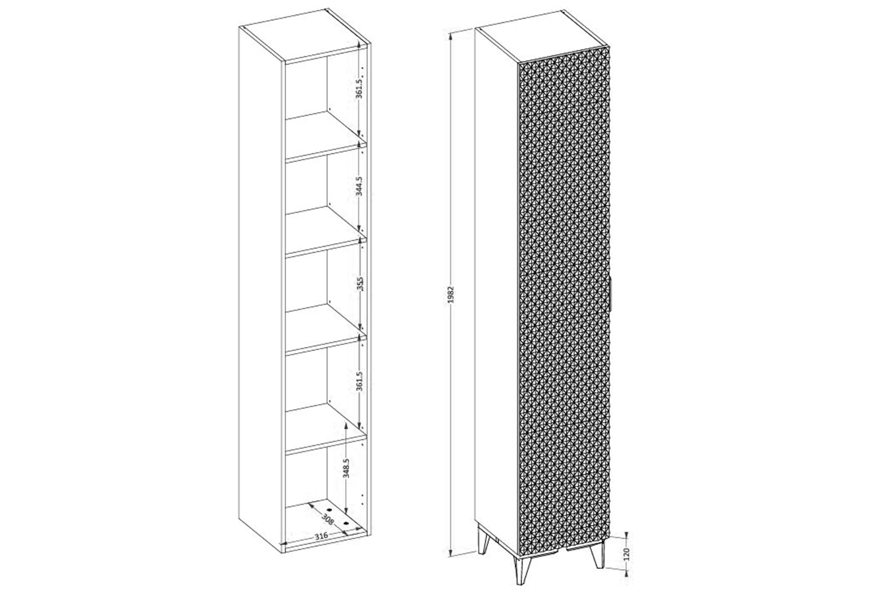Regál lazienkowy Laura 35 cm - biela / biela mat piramidki