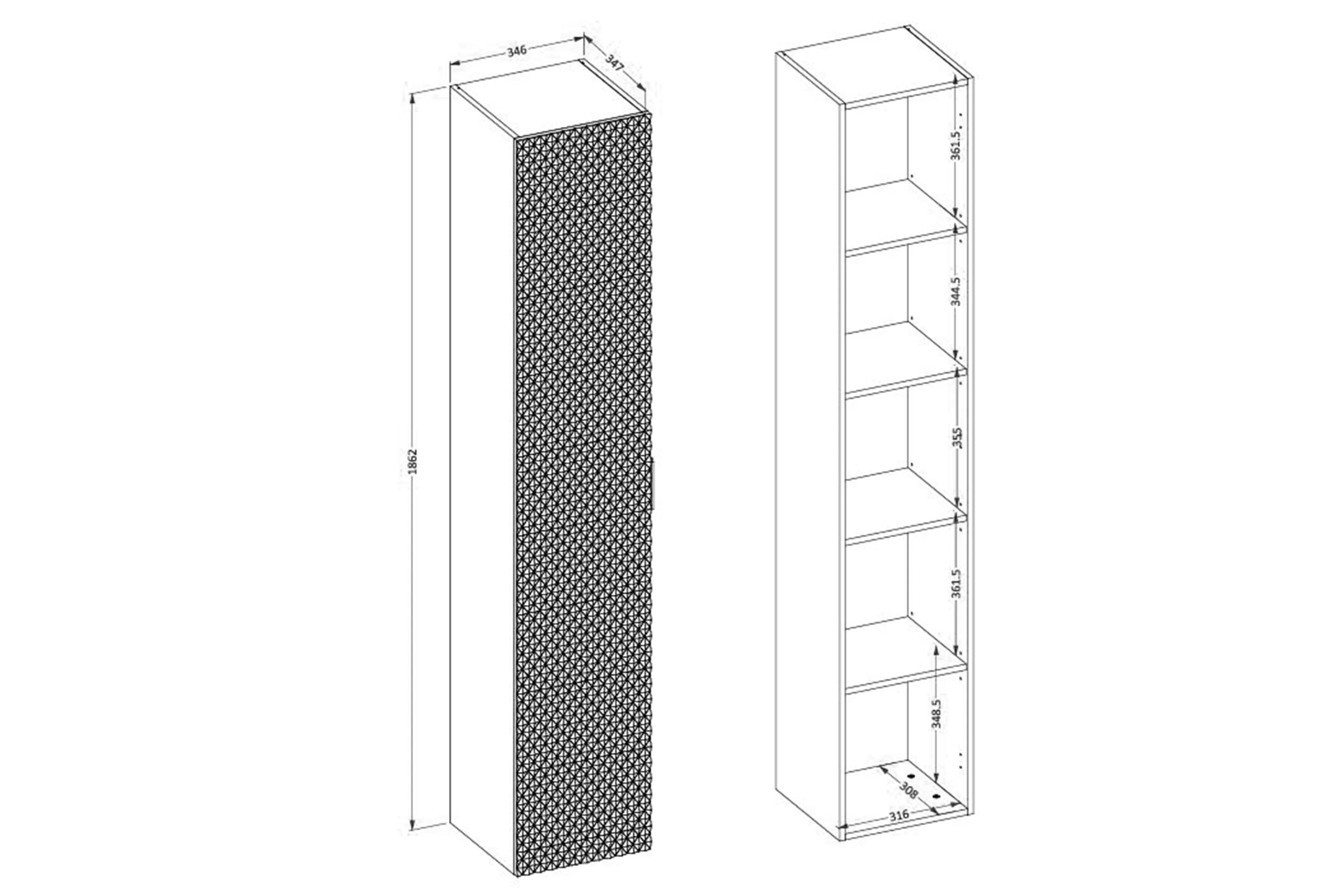 Regál lazienkowy Laura 35 cm wiszacy - Čierny onyx / Čierny - piramidki