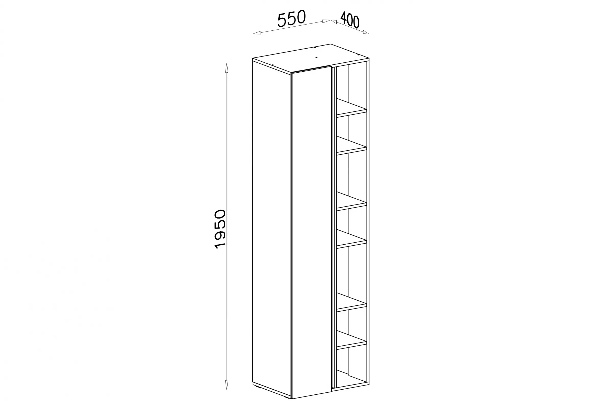 Regál Pre mladých Luca 4 - 55 cm - bez Pieskový / Dub olejowany