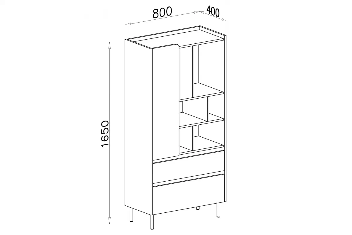 Regál Pre mladých Luca 6 - 80 cm - bez Pieskový / Dub olejowany