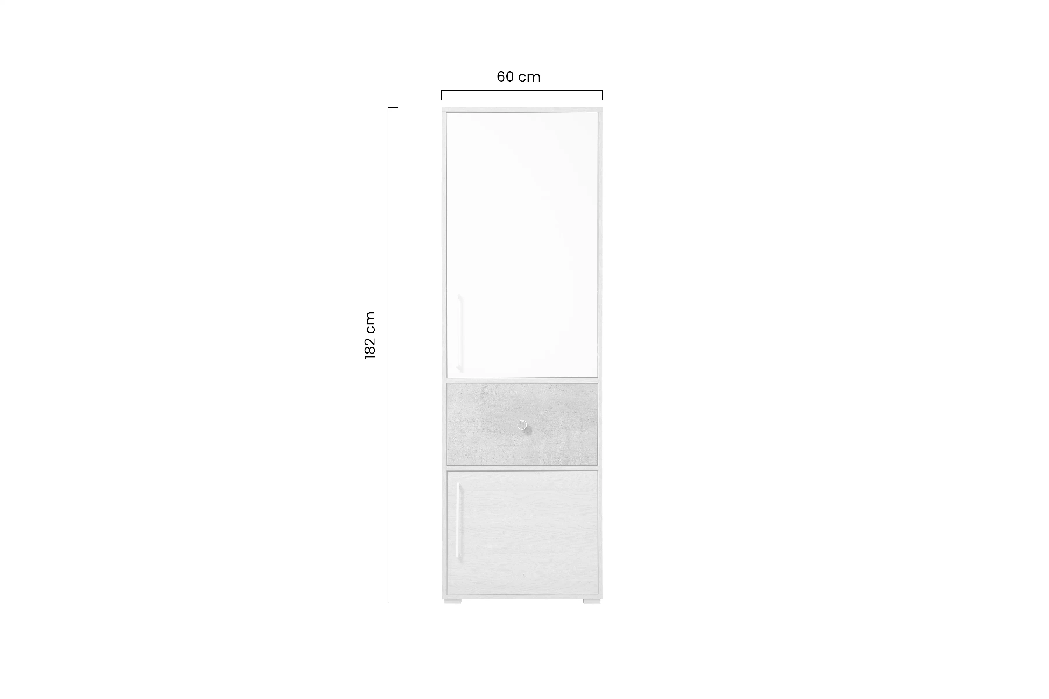 Regál Pre mladých Step ST2 60 cm z szuflada - Dub biszkoptowy / Biely lux / beton