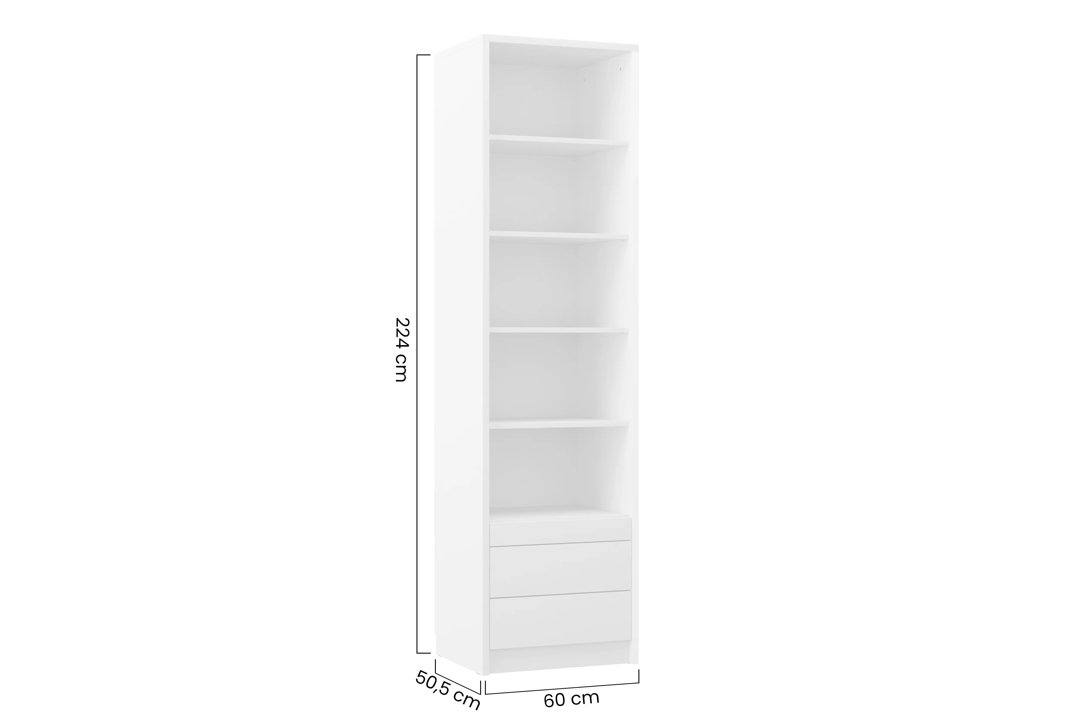 Regál Modern R - 60 cm do polkotapczanu pionowego - biely mat