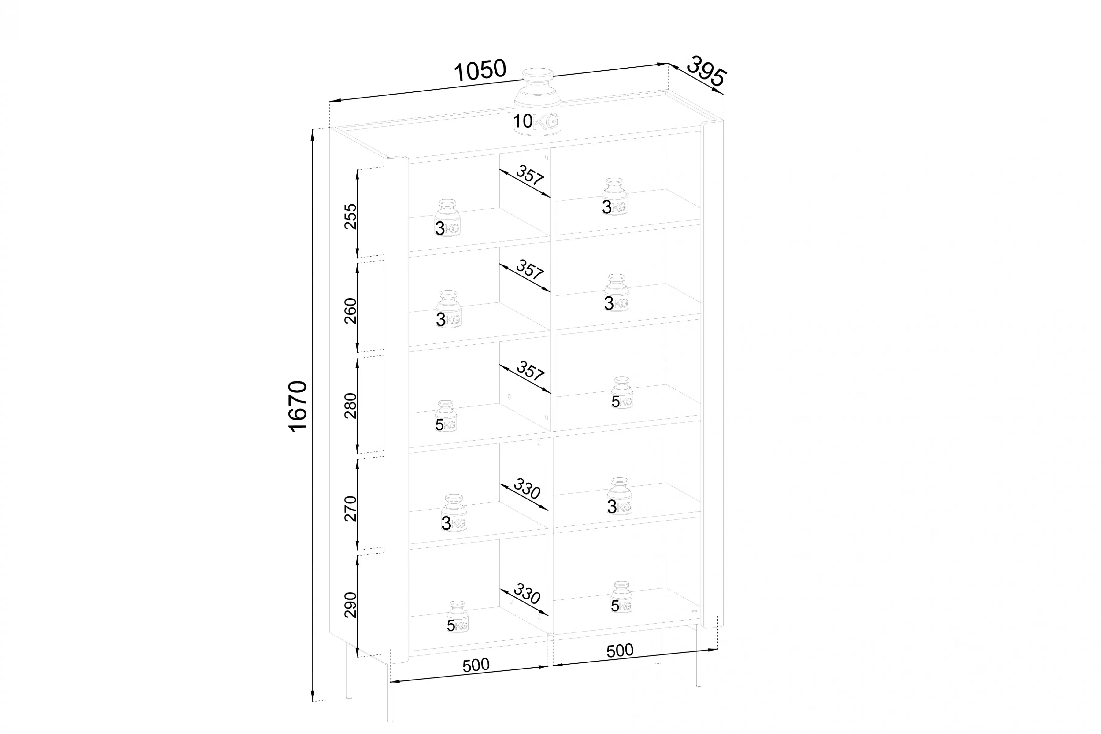 Regál na ksiazki Pelavo 105 cm - kašmír / Orech warmia