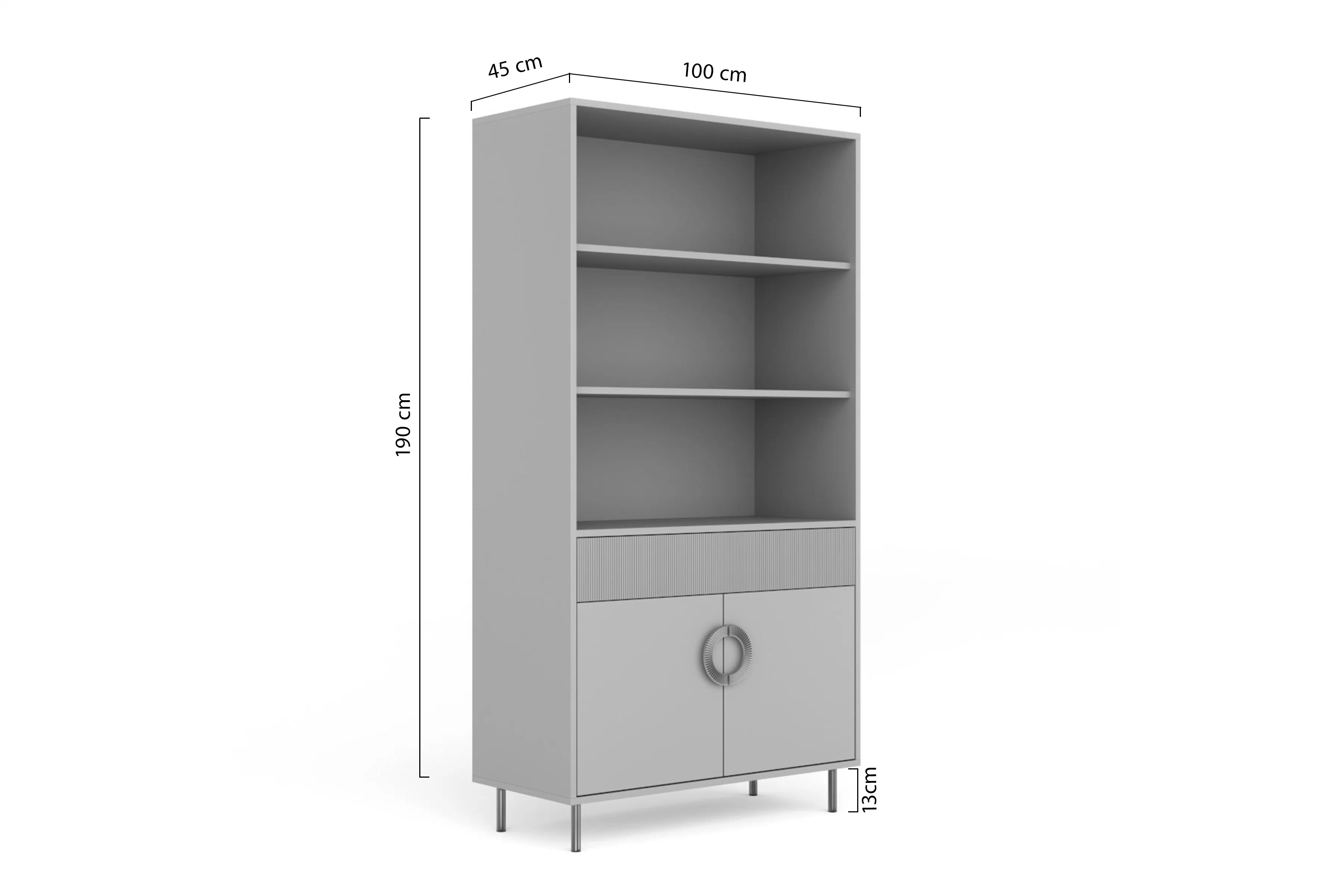 Regál Nubo 100 cm podwojny z szuflada - kašmír / zlaté