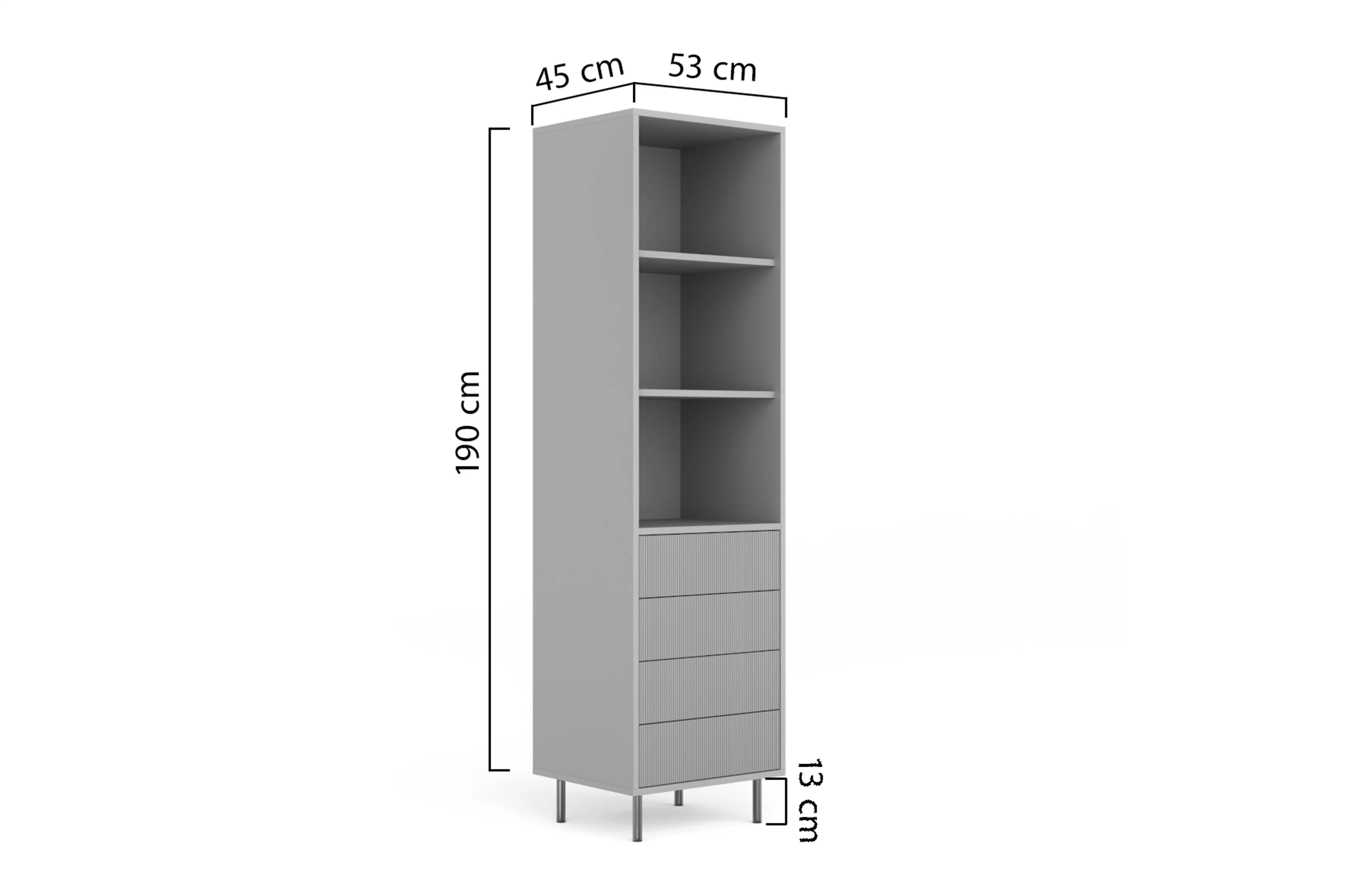 Regál Nubo 53 cm so zásuvkami - kašmír / čierny nožičky