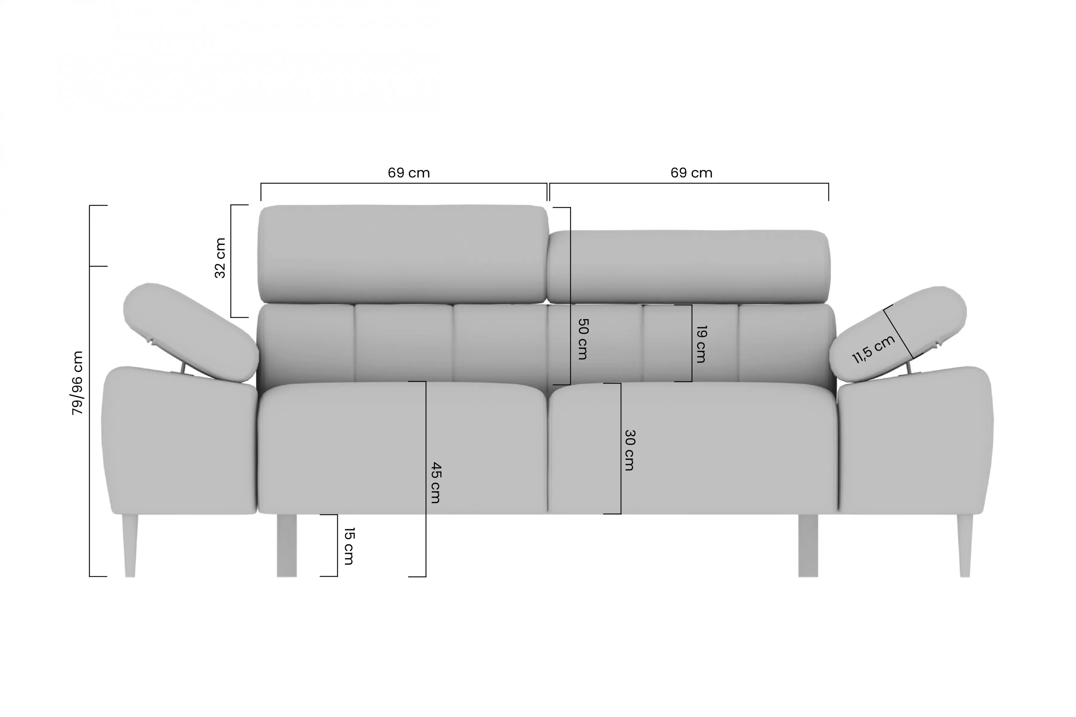 Pohovka pre 2 osoby s elektricky výsuvným sedákem Taloria II