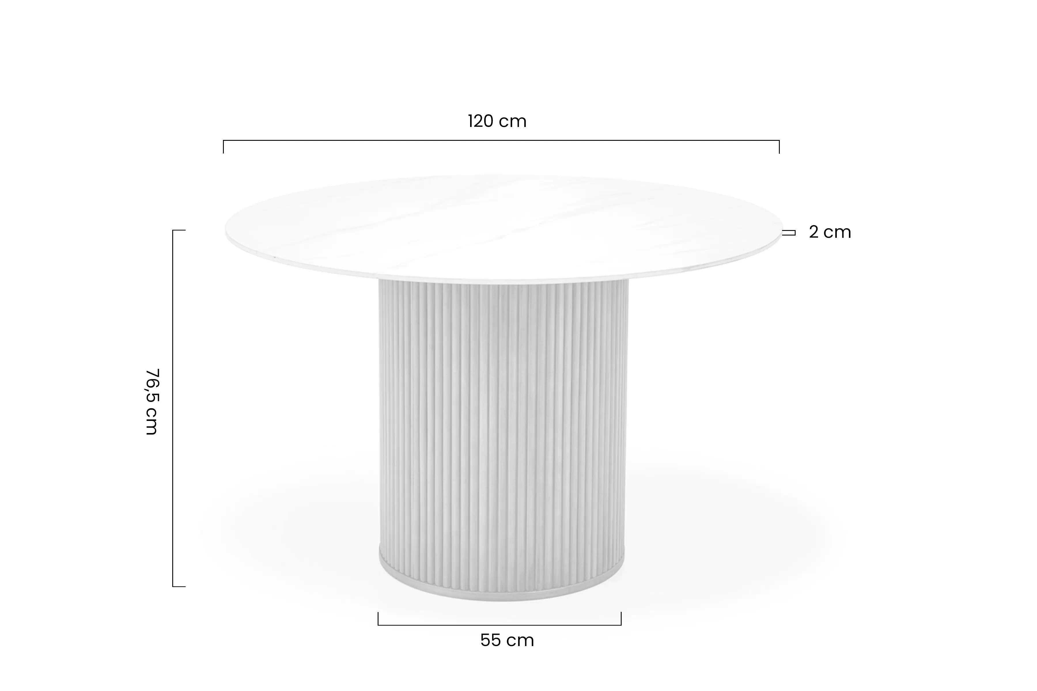 Stôl okragly Bruno 120 cm - Biely mramor / Orech