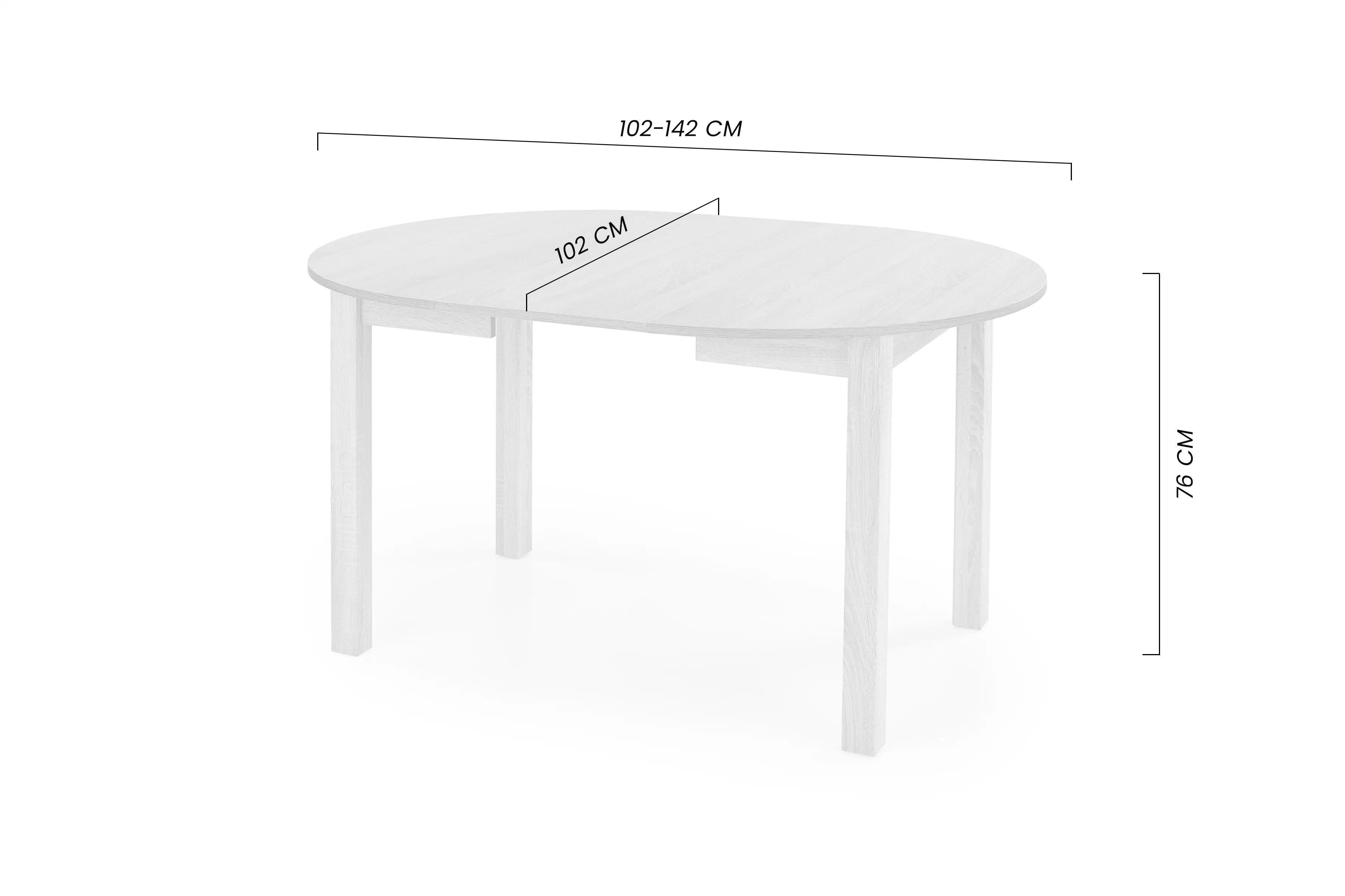 Stôl okragly Neryt 102-142x102 cm rozkladany - Dub artisan