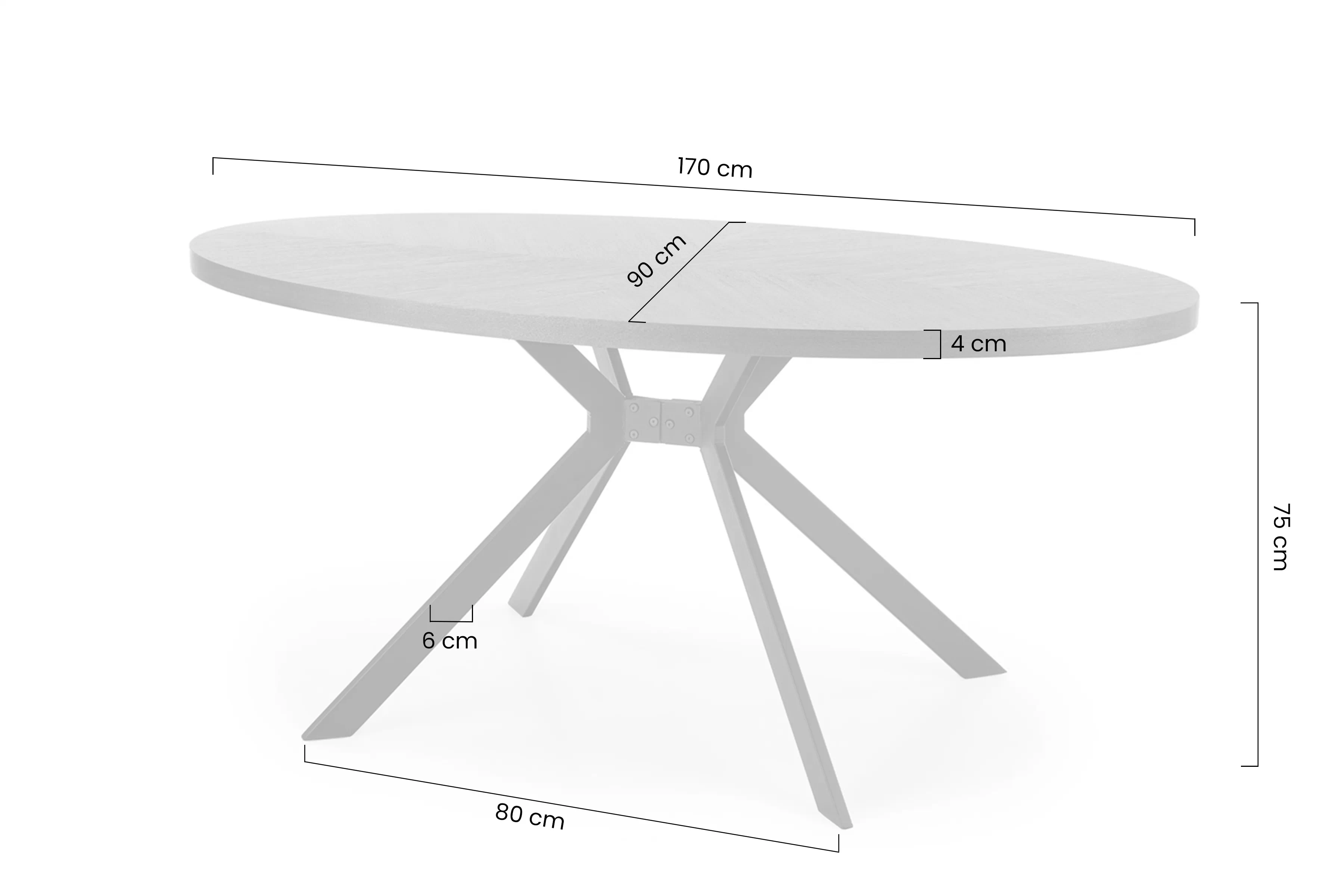 Stôl owalny Locarno 170x90 cm - orech / čierny
