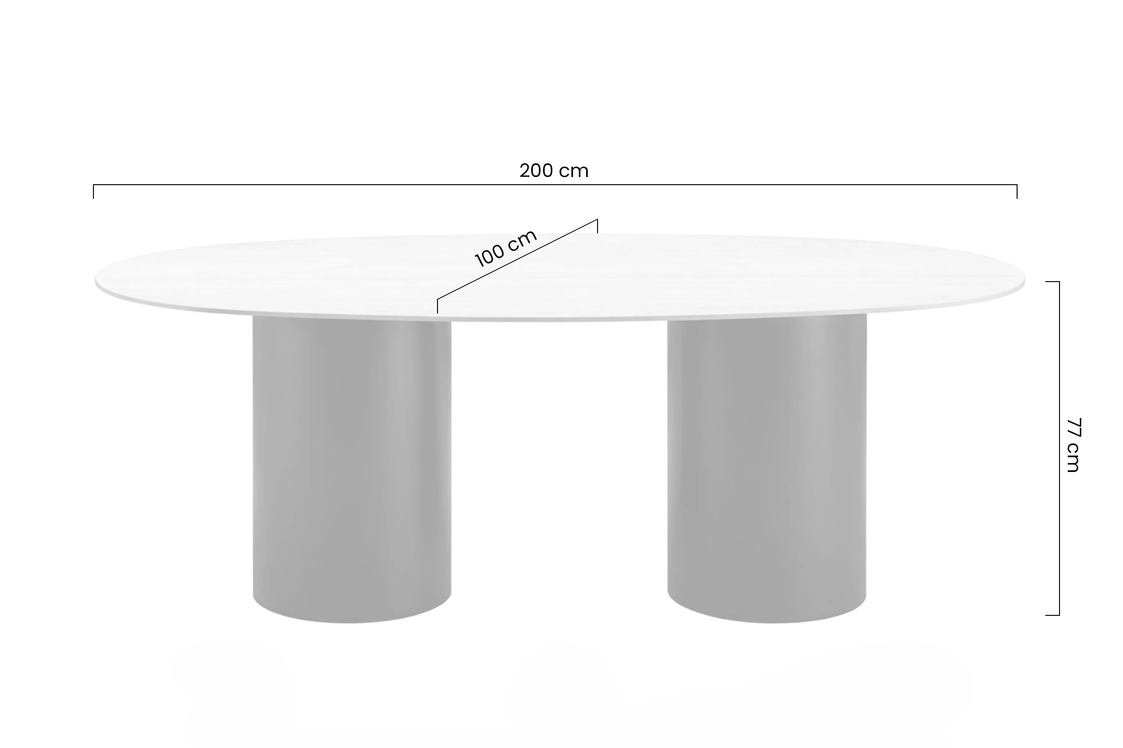 Stôl owalny Molven 200x100 cm - Travertín mramor / Čierny
