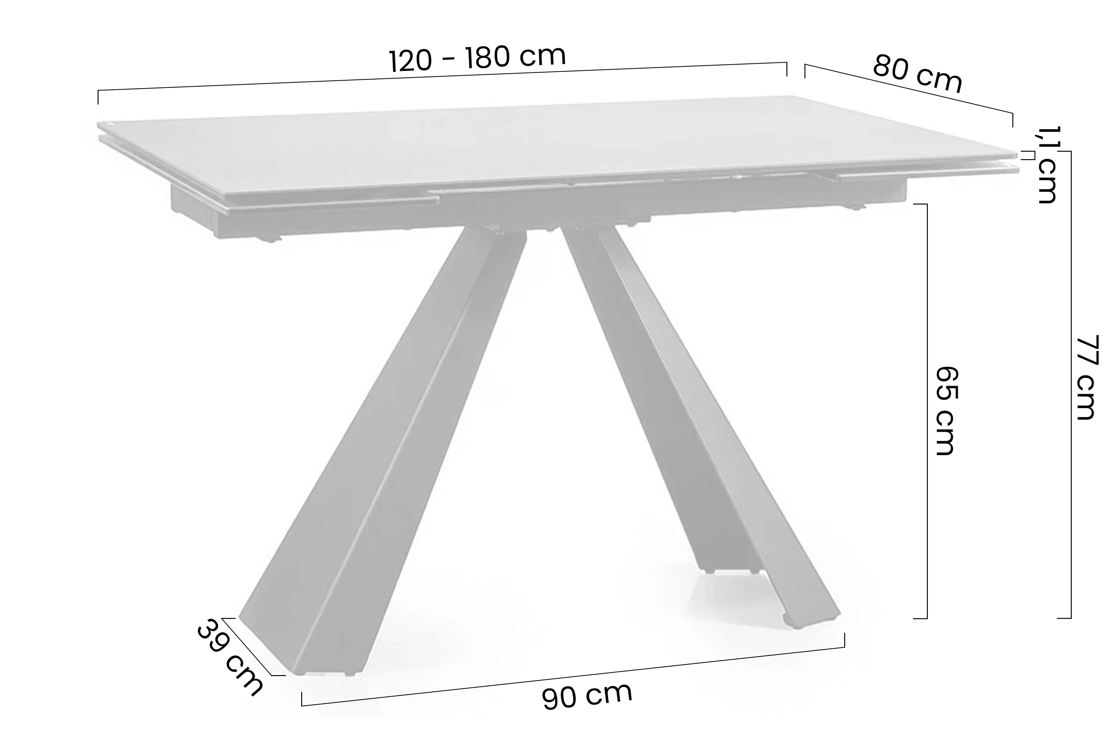 Stôl prostokatny Zanivo 120-180x80 cm rozkladany - šedý mramor / Čierny