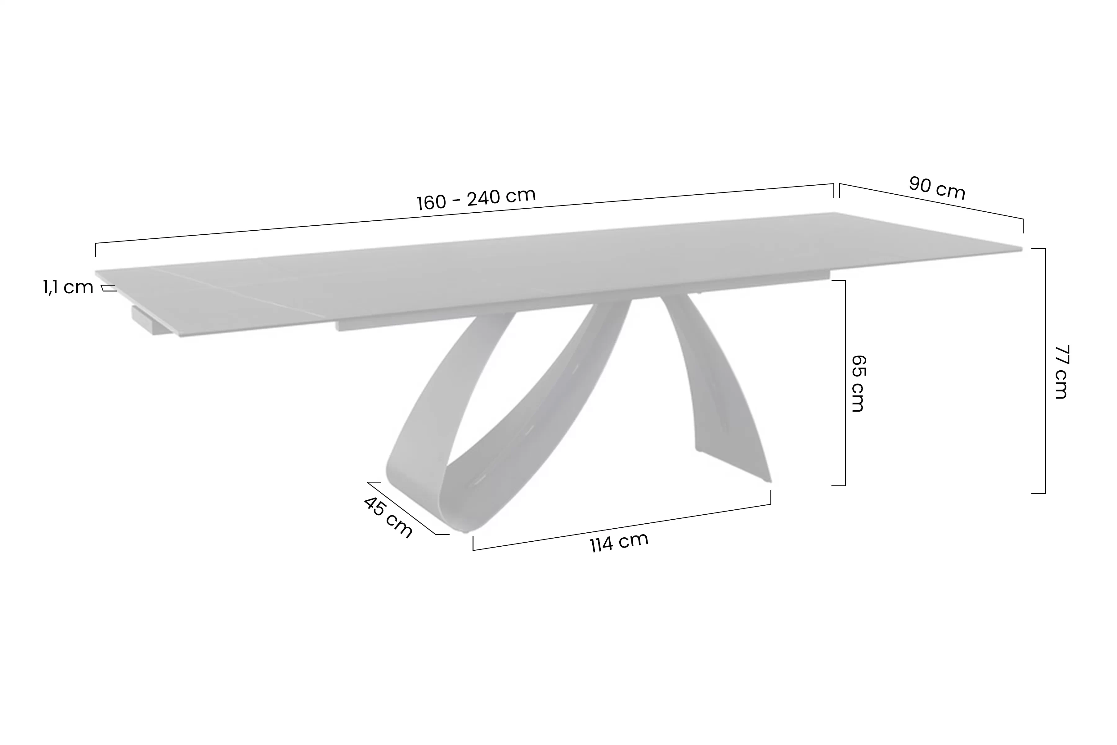 Stôl rozkladany Aleniro 160-240x90 cm - Čierny mramor / Čierny