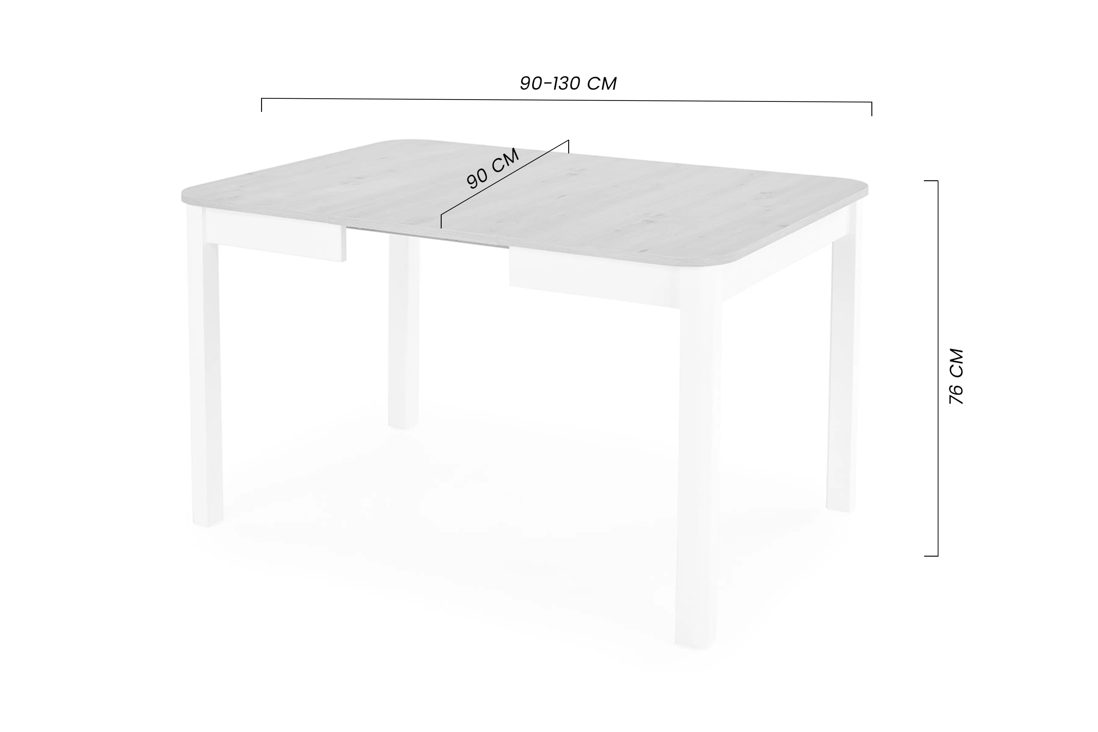Stôl rozkladany Biatro 90-130x90 - Dub artisan / Biely