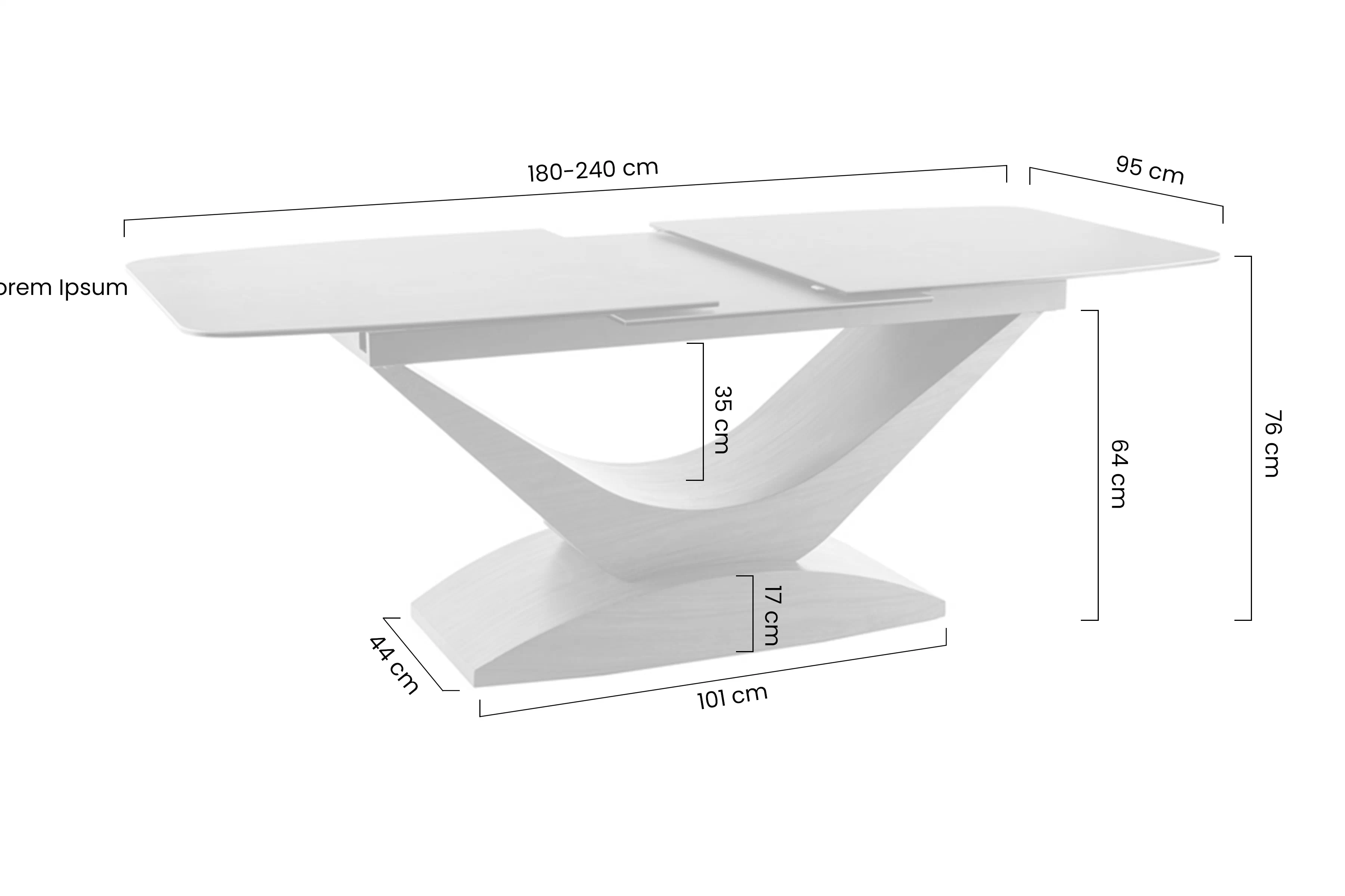 Stôl rozkladany Dolce Ceramic 180-240x95 cm - šedý mramor / Orech
