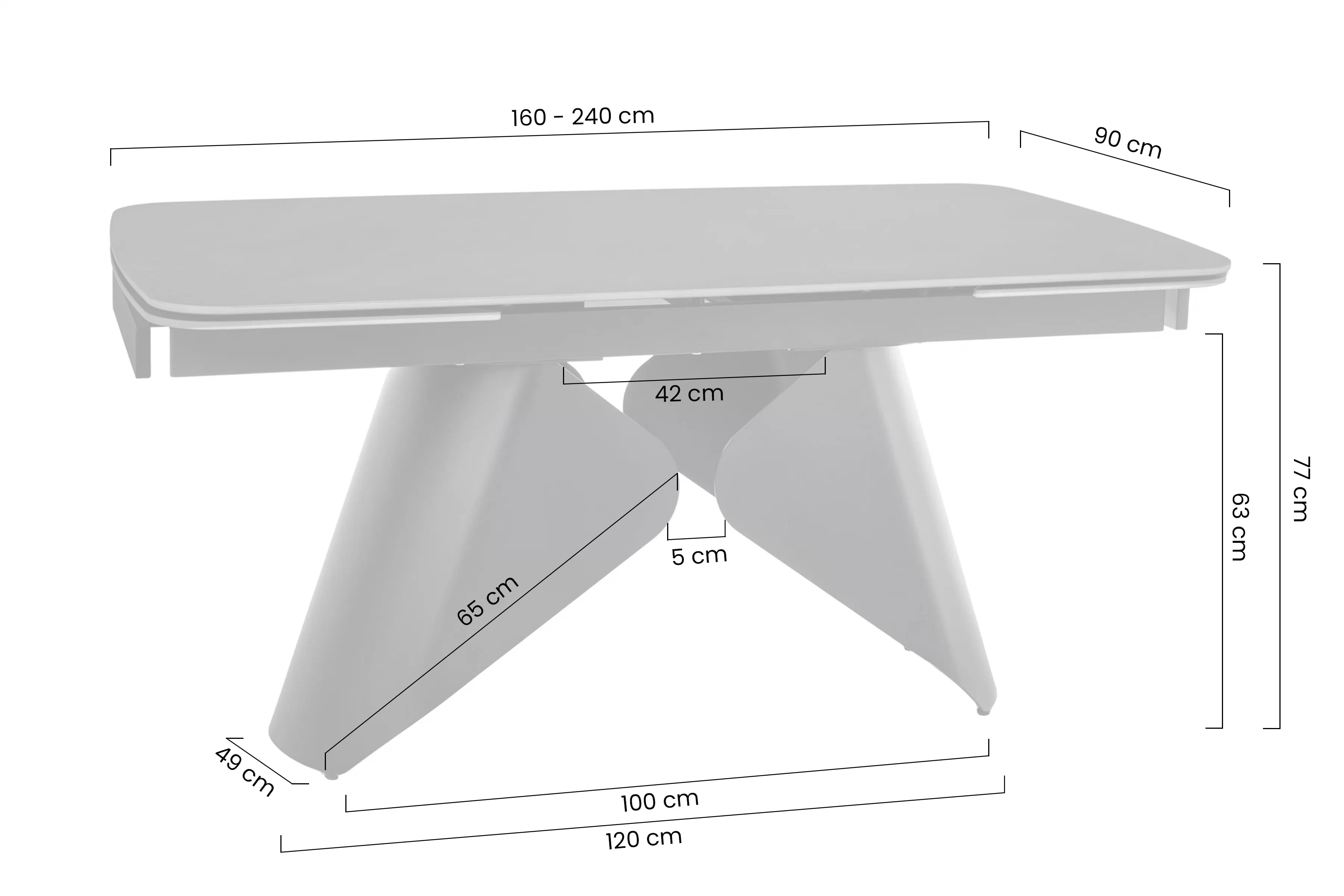 Stôl rozkladany Kalem 160-240x90 cm - Biely mramor / Čierny 