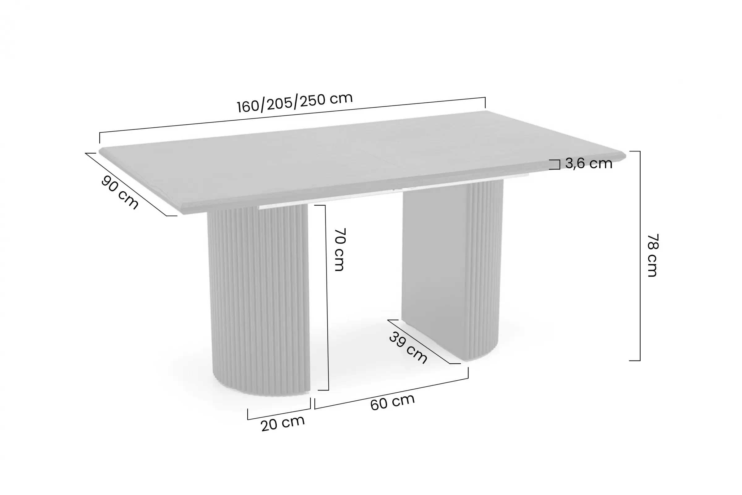Stôl rozkladany Lorero 160-250x90 cm - Dub prírodné / Čierny